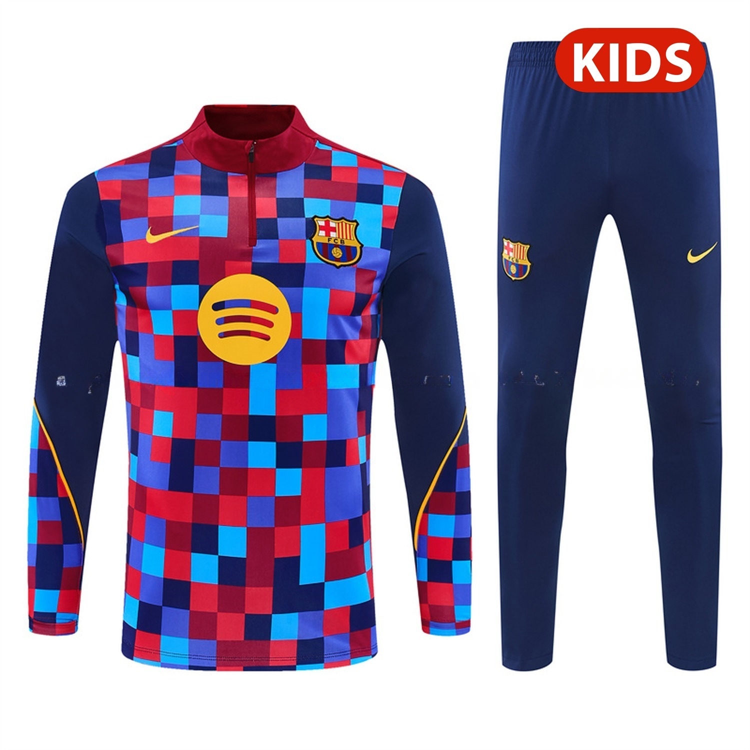Barcelona 26-27 Kids Long Sleeve Training Set - Camouflage Top & Deep Blue Pants - ManixJersey