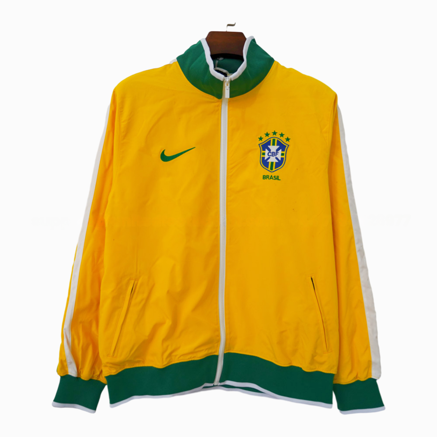 Retro Brazil 2010-11 Home Windbreaker Jacket - Yellow Green - ManixJersey