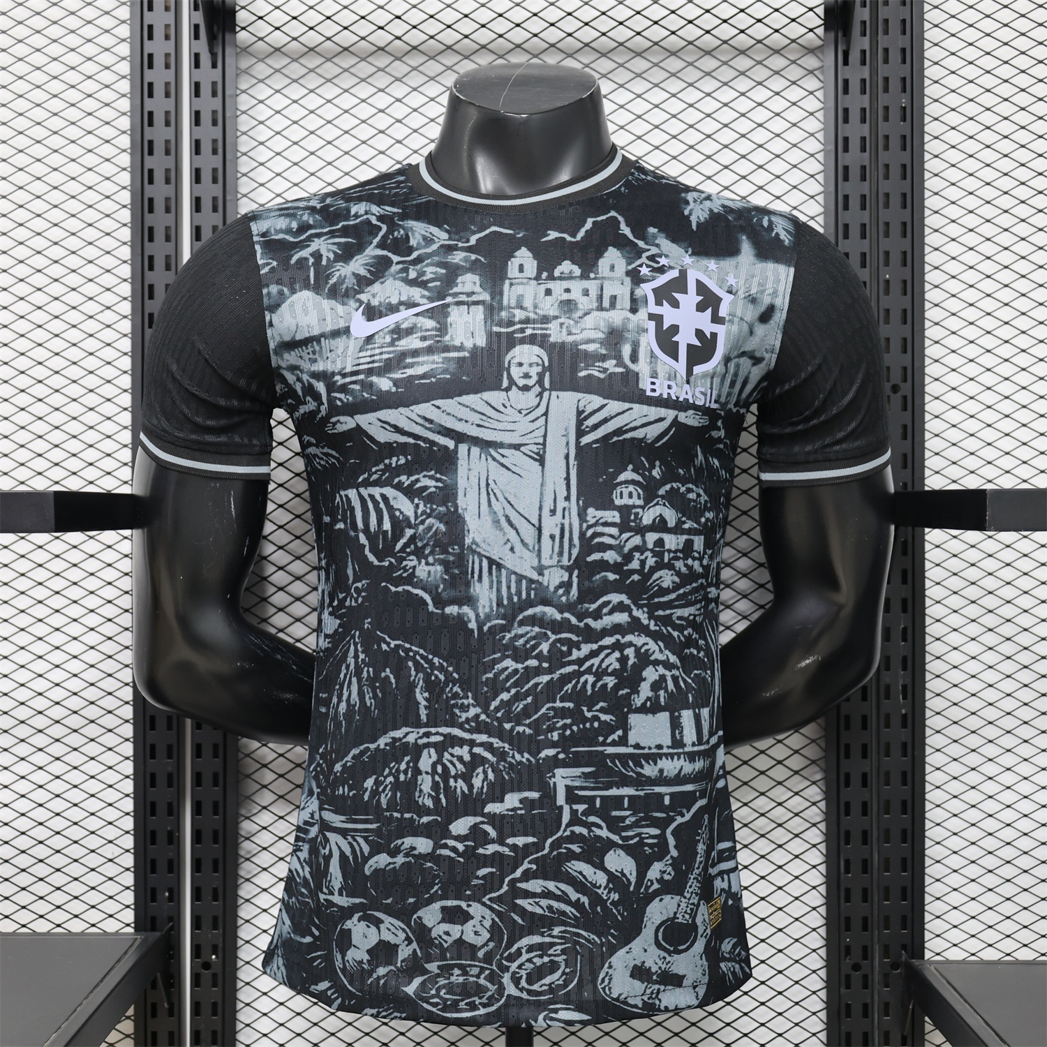 Brazil 2026 Grey Jesus Black Special Jersey - Player Version - ManixJersey