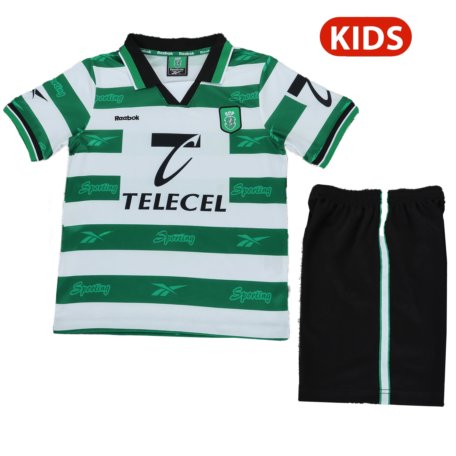 Retro Sporting CP 1999-00 Home Kids Kit - ManixJersey