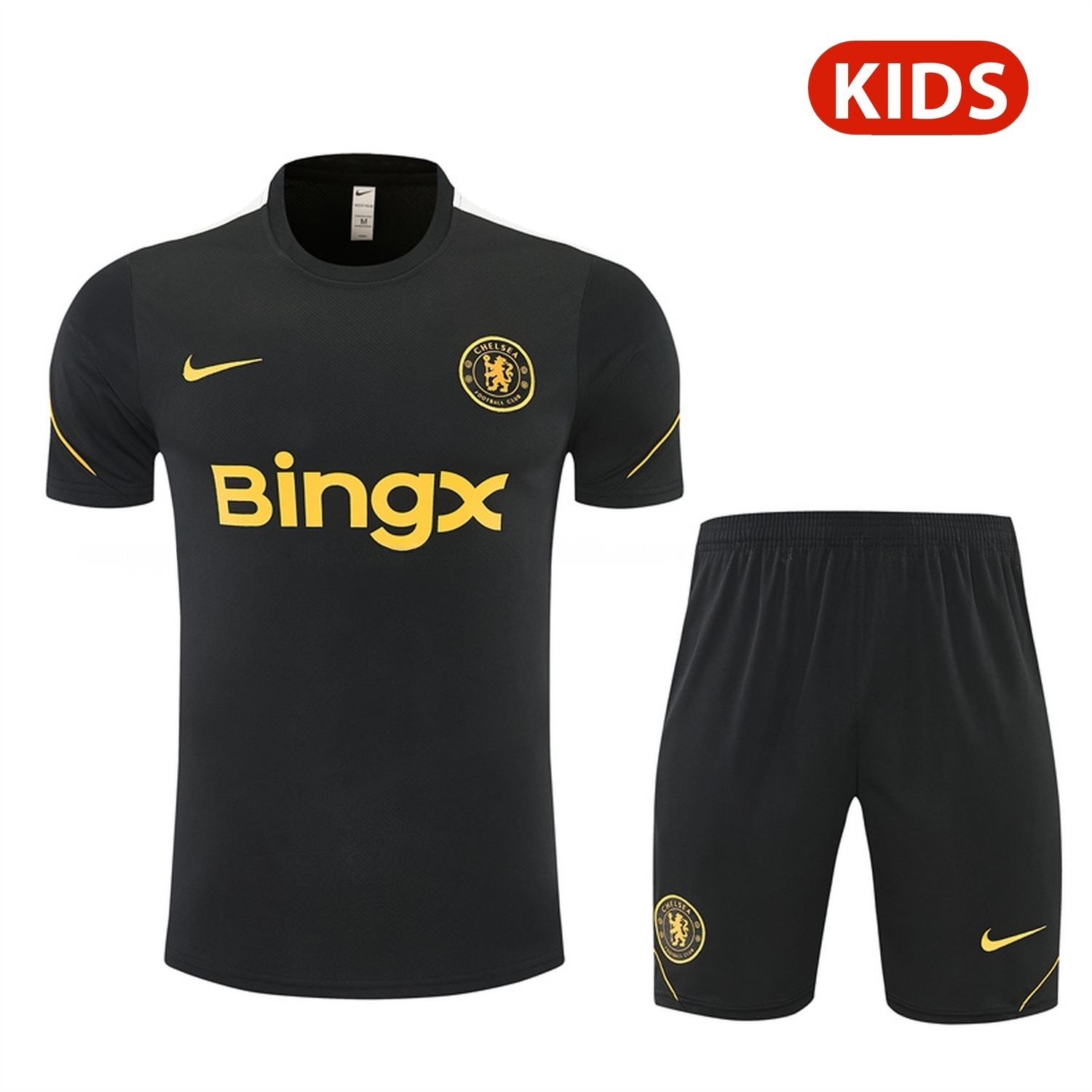C.H.E.L.S.E.A 26-27 Kids Short-Sleeve Training Set - Black Top & Black Shorts - ManixJersey
