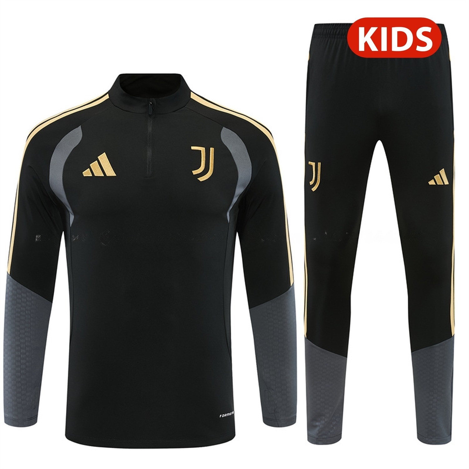 Juventus 26-27 Kids Long Sleeve Training Set - Black Top & Black Pants - ManixJersey