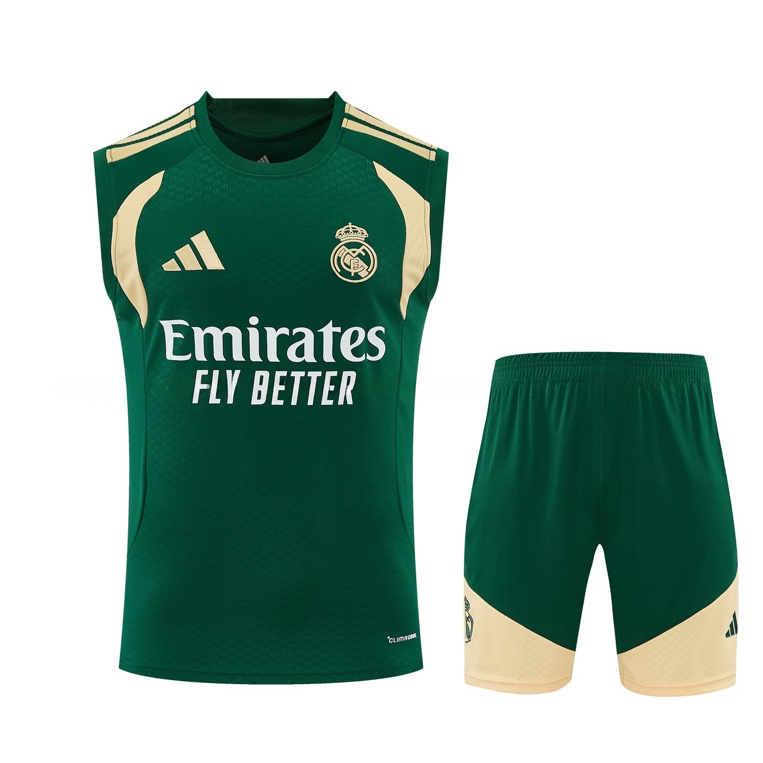 Real Madrid 26-27 Vest Training Set - Green Vest and Shorts - ManixJersey