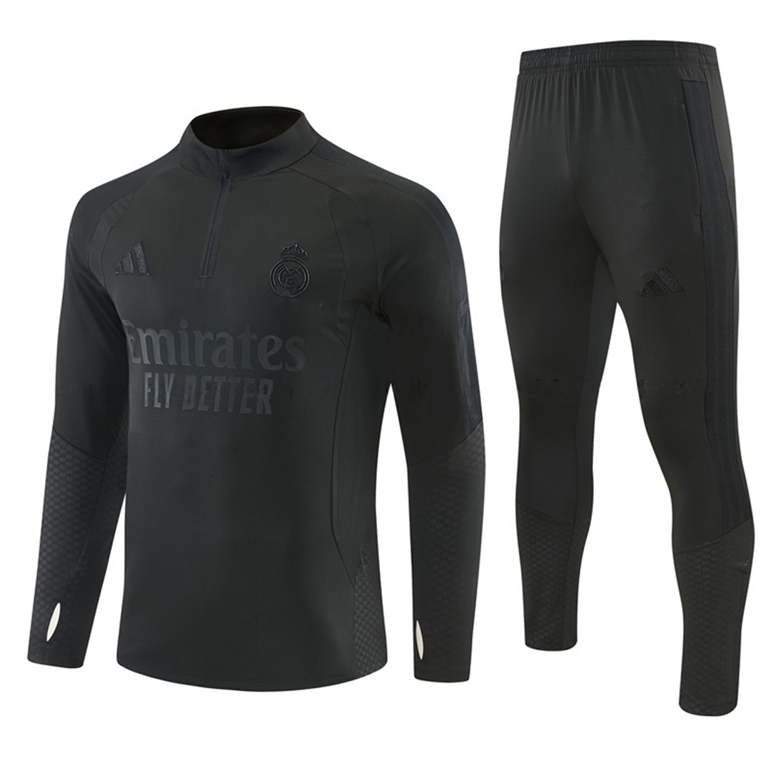 Real Madrid 26-27 Long Sleeves Training Set - Pure Black Top And Pants - ManixJersey