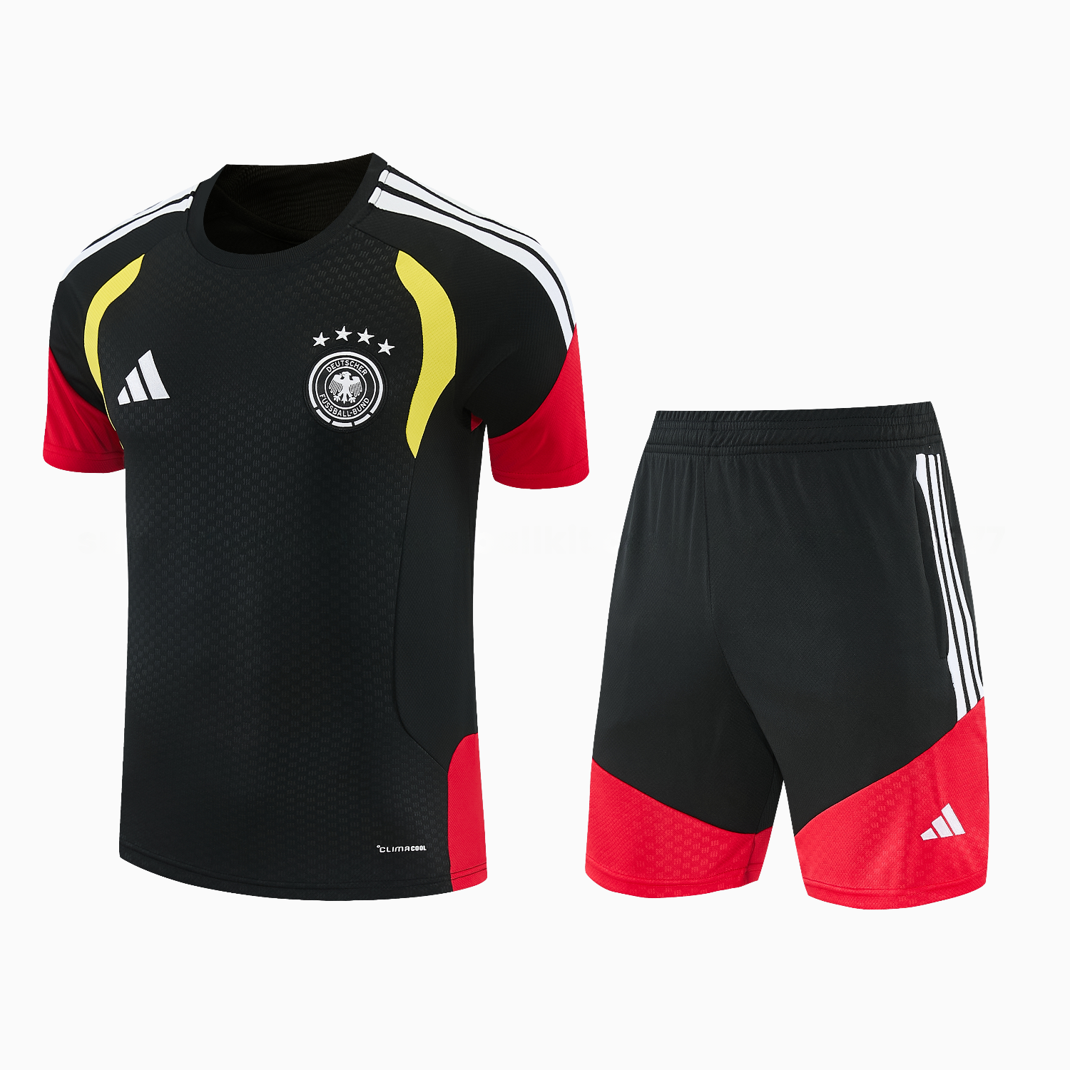 Germany 2026 Short-Sleeve Training Set - Black With Red Top & Black With Red Pants - ManixJersey