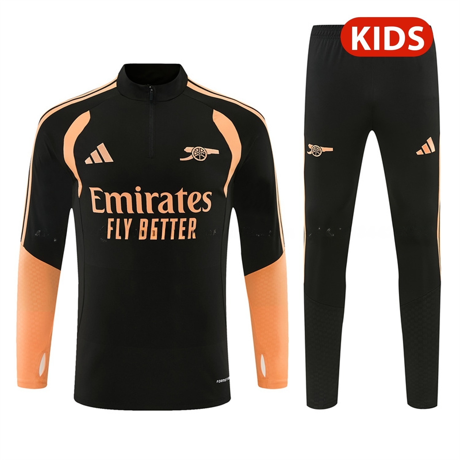 Arsenal 26-27 Kids Long Sleeve Training Set - Black Top & Black Pants - ManixJersey