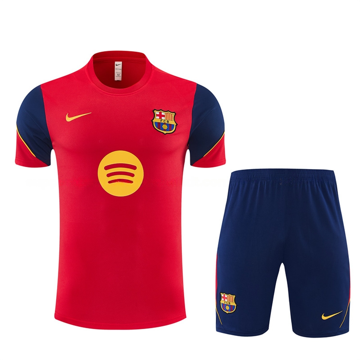 Barcelona 26-27 Short-Sleeve Training Set - Red Top & Deep Blue Shorts - ManixJersey