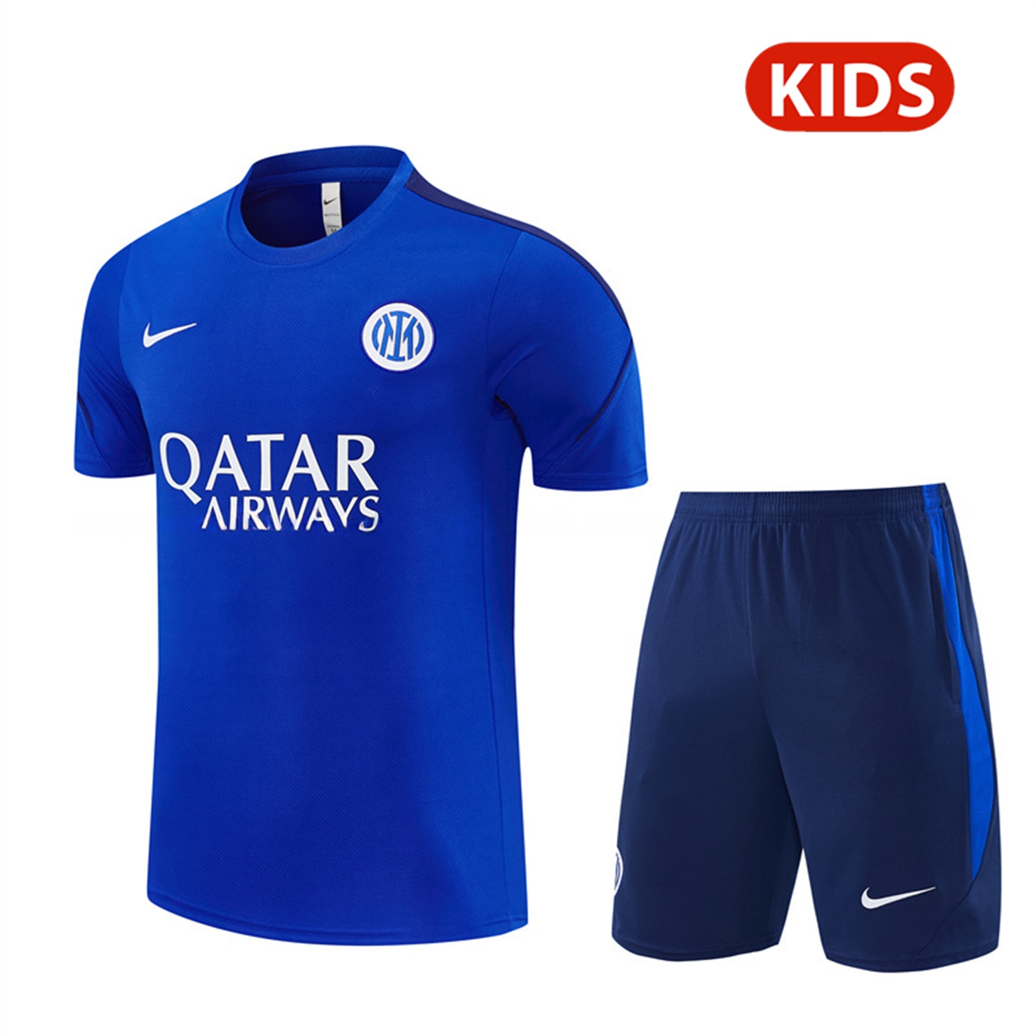 Inter Milan 26-27 Short-Sleeve Kids Training Set - Ocean Blue Top & Deep Blue Shorts - ManixJersey