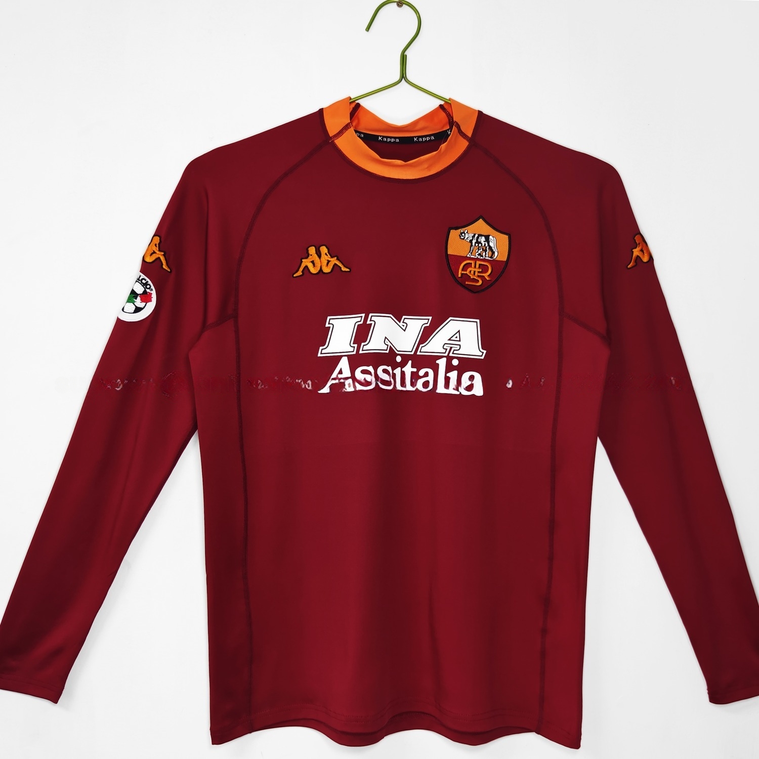 Retro AS Roma 2001-02 Home Long Sleeves Jersey - ManixJersey
