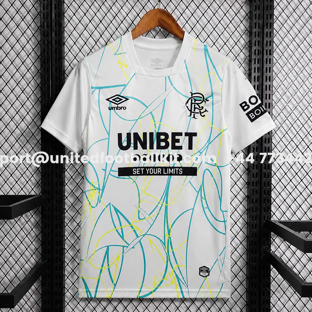 Glasgow Rangers 26-27 Goalkeeper White With Green Jersey - Fans Version - ManixJersey