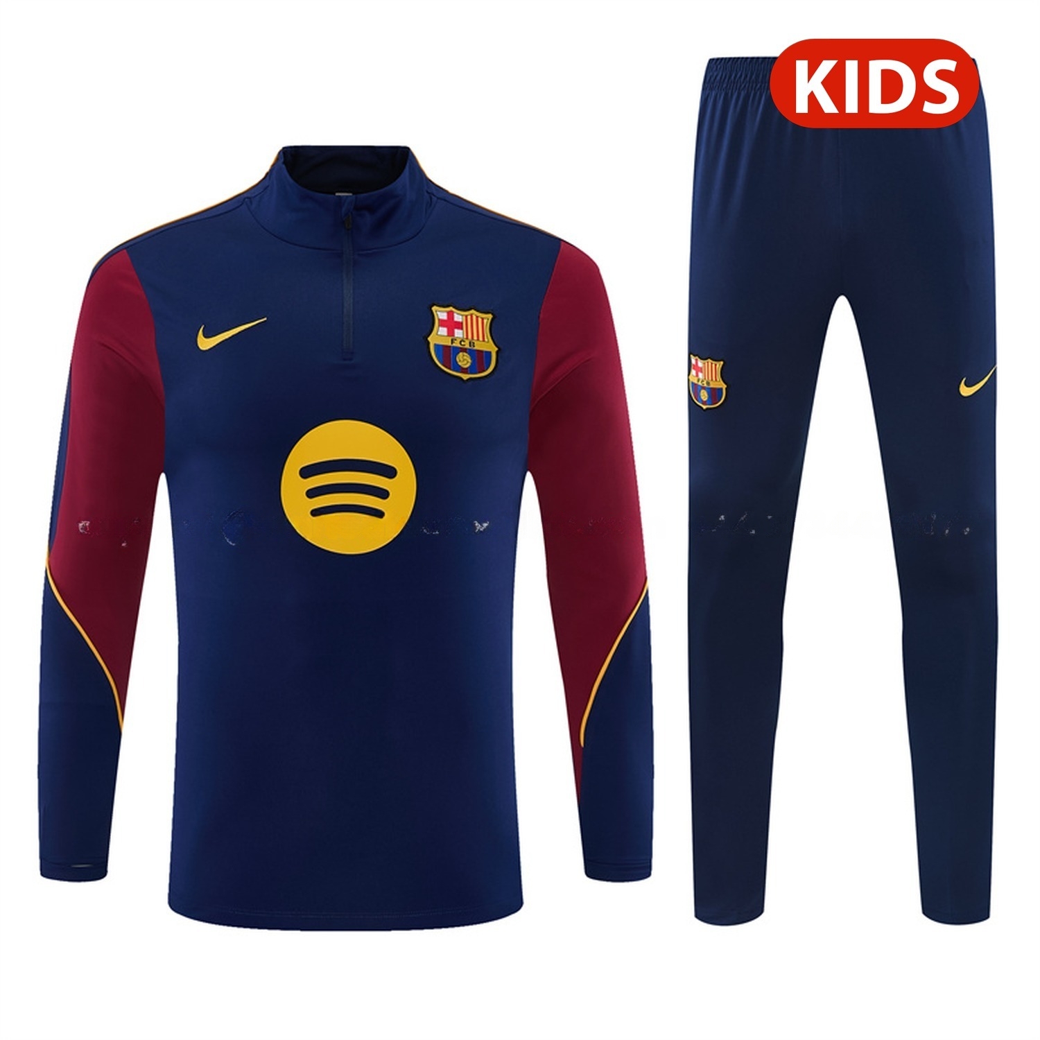 Barcelona 26-27 Kids Long Sleeve Training Set - Deep Blue Top & Deep Blue Pants - ManixJersey