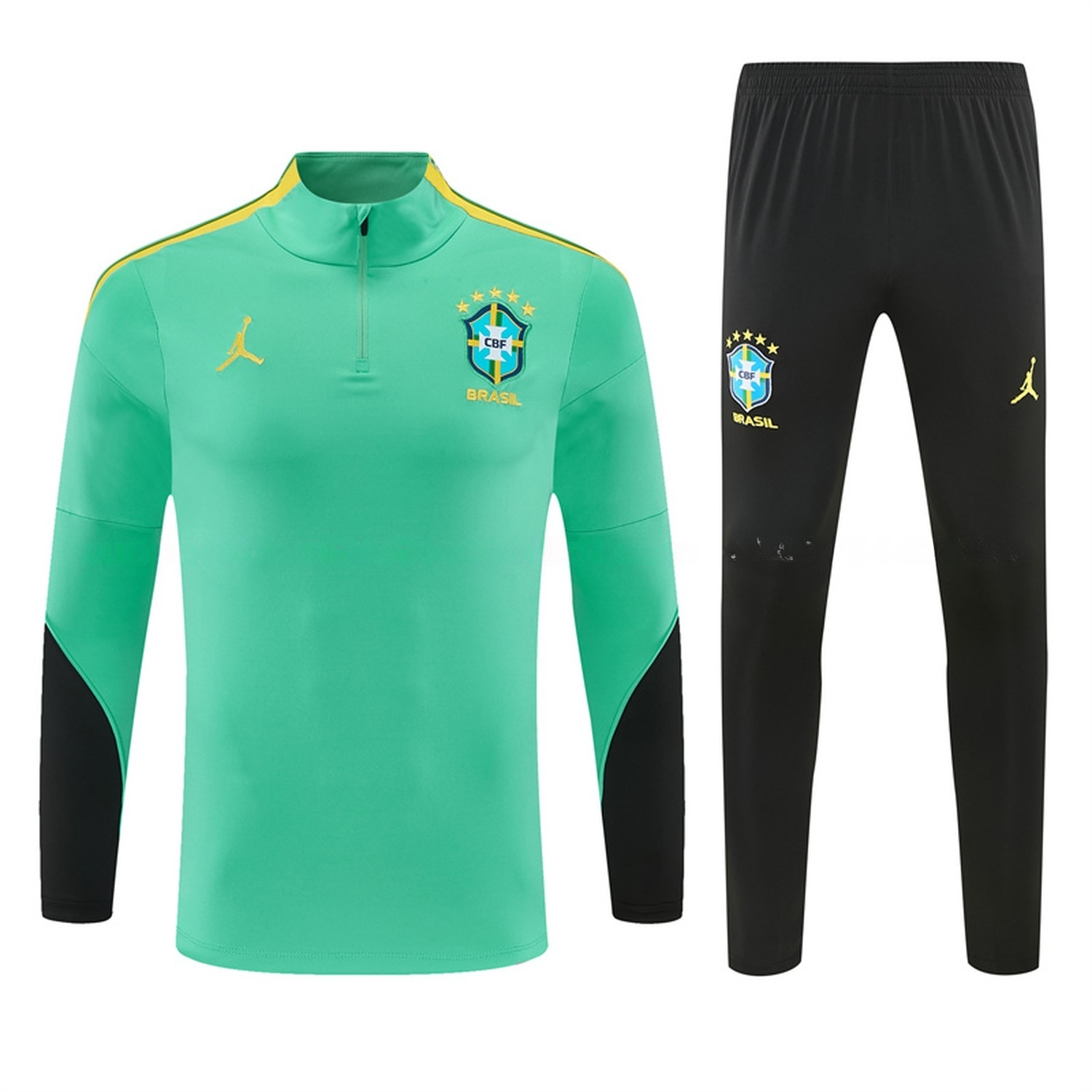 Brazil 2026 Long Sleeve Training Set - Light Green Top & Black Pants - ManixJersey