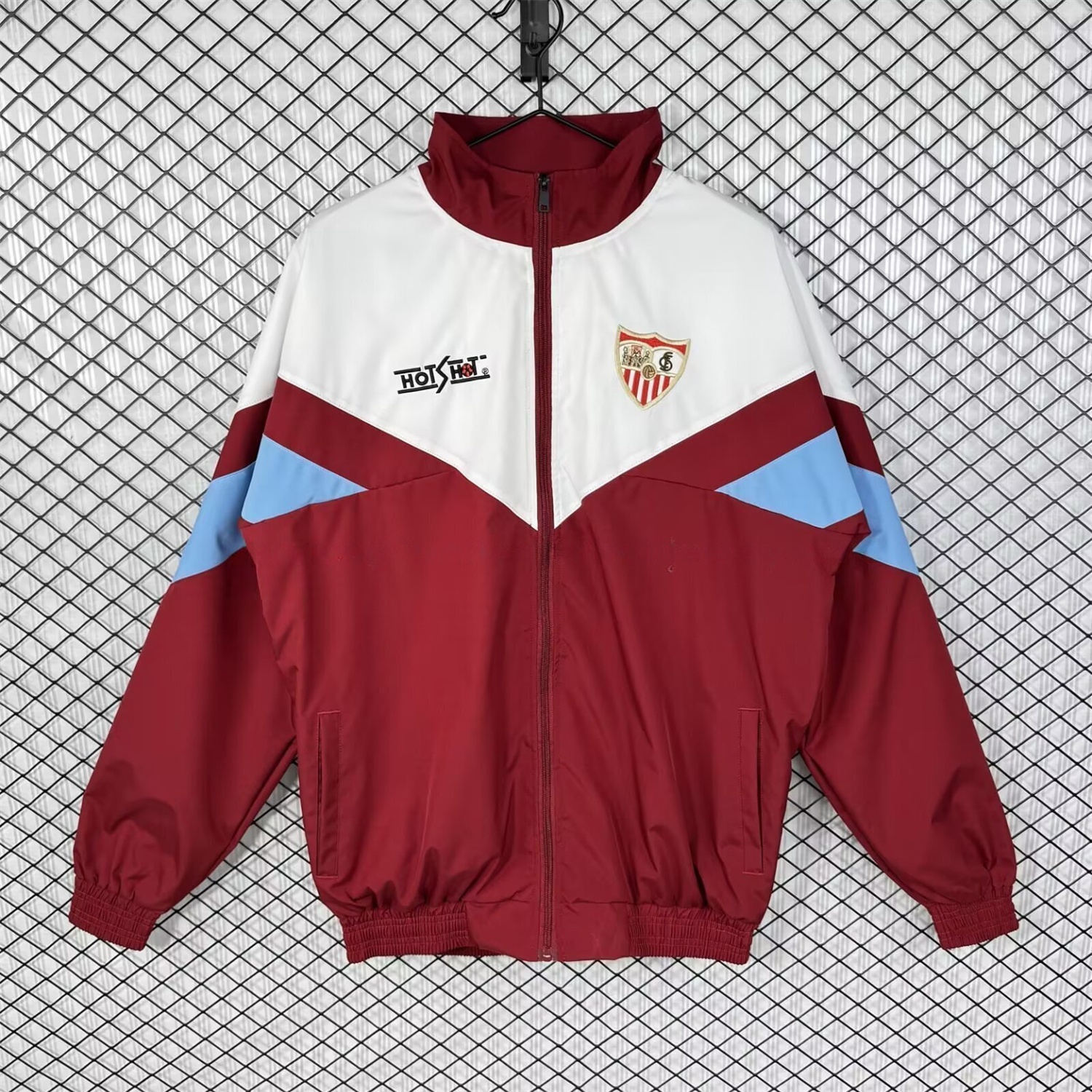 Retro Sevilla 1993-94 Home Windbreaker Jacket - White And Red - ManixJersey