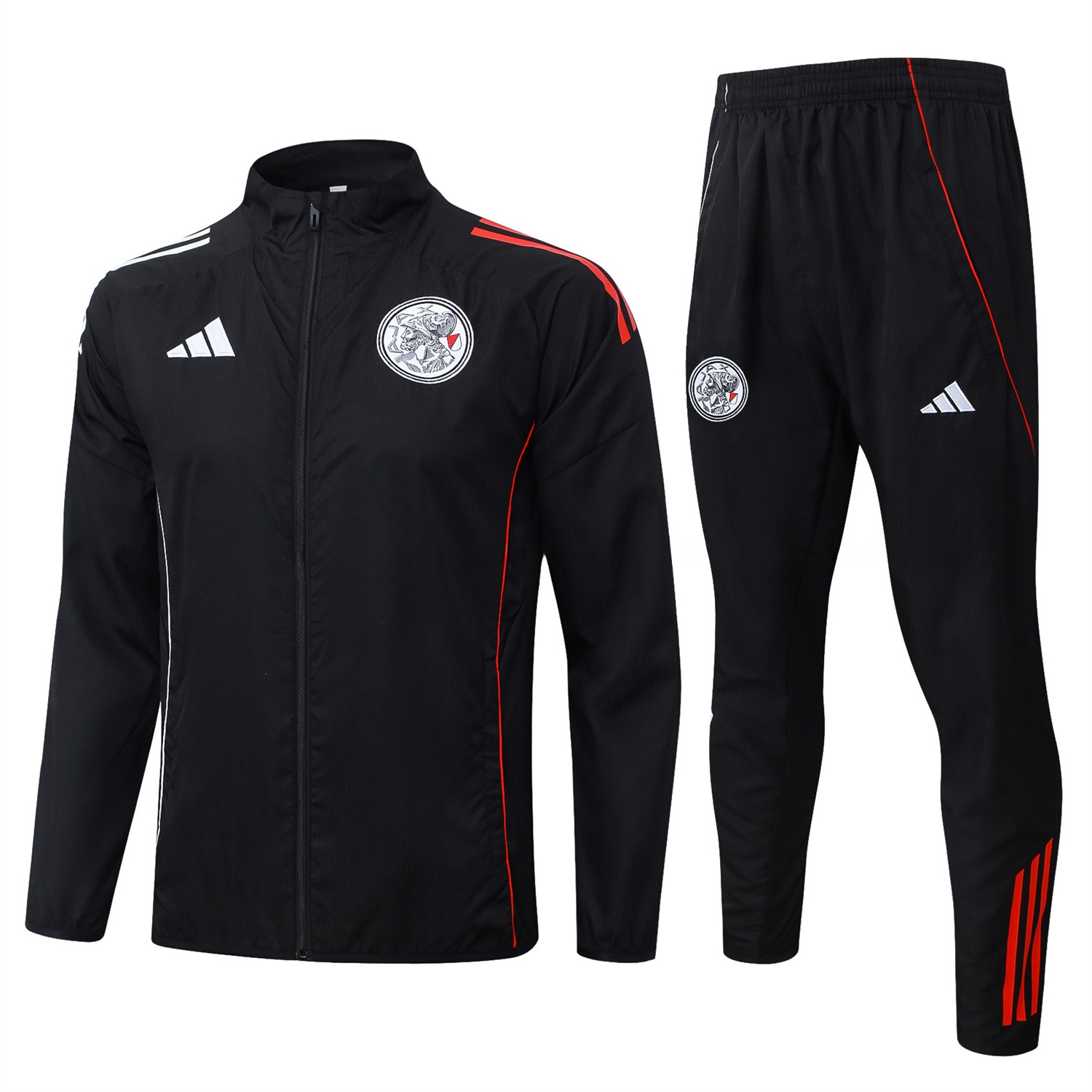 Ajax 25-26 Windbreaker Training Set - Black Top and Pants - ManixJersey