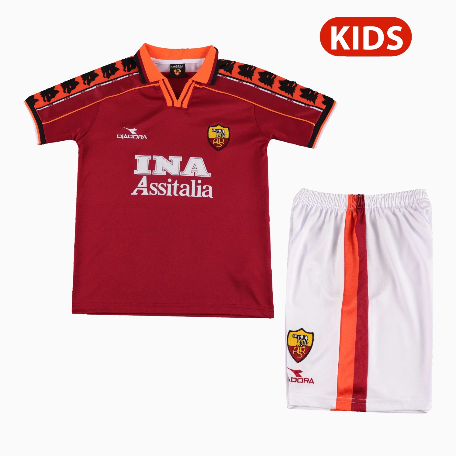 Retro Roma 1998-99 Home Kids Kit - ManixJersey