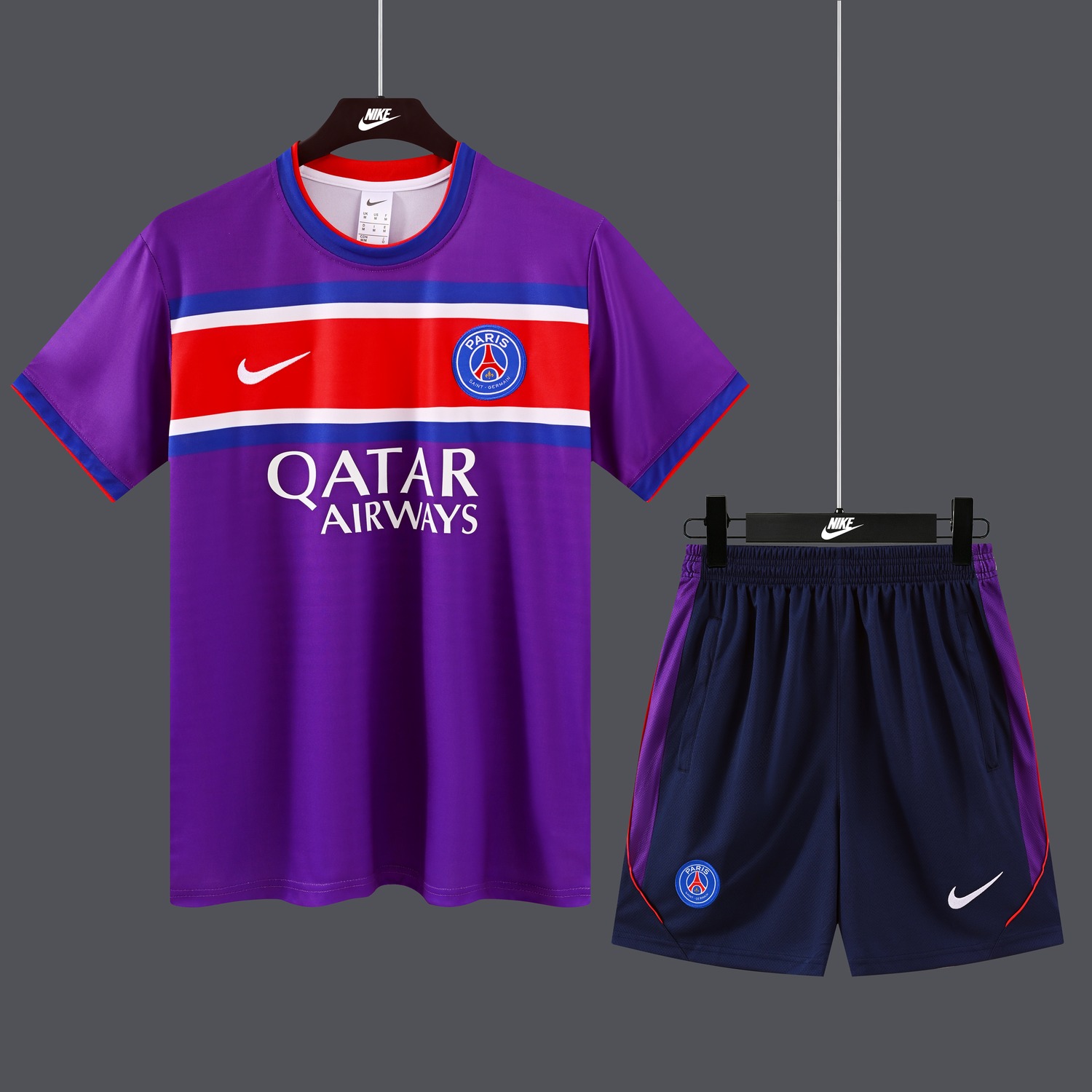 Paris Saint-Germain PSG 26-27 Purple Special Short-Sleeve Training Set - Purple Top & Deep Blue Shorts - ManixJersey
