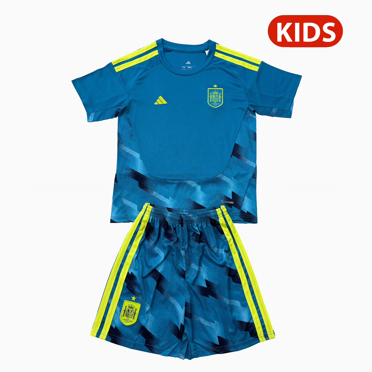 Spain 2026 Lake Blue Goalkeeper Kids Kit - ManixJersey