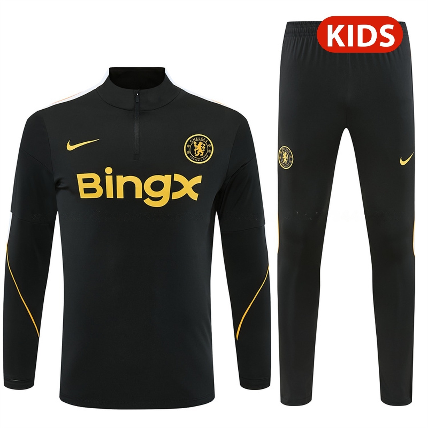 C.H.E.L.S.E.A 26-27 Kids Long Sleeve Training Set - Black Top & Black Pants - ManixJersey