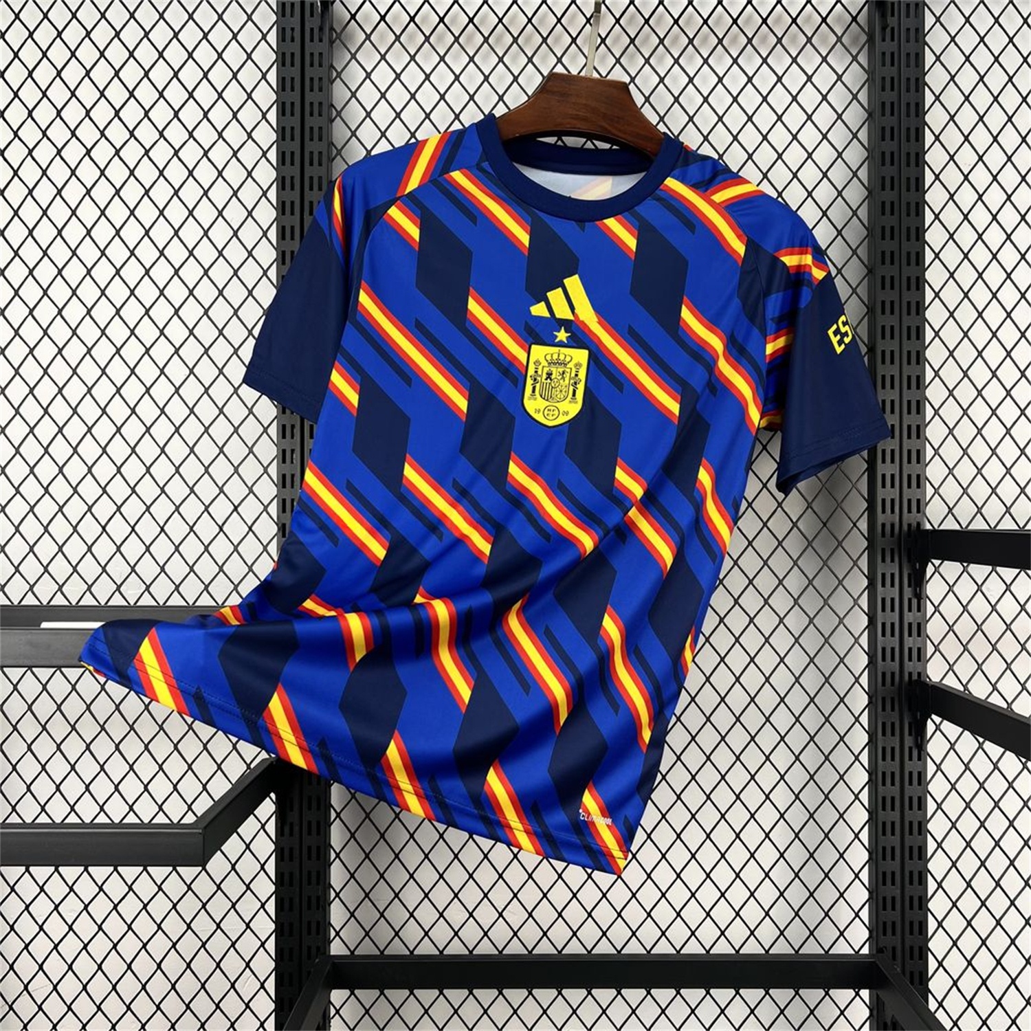 Spain 2026 Royal Blue And Yellow Stripes Pre-match Jersey - Fans Version - ManixJersey