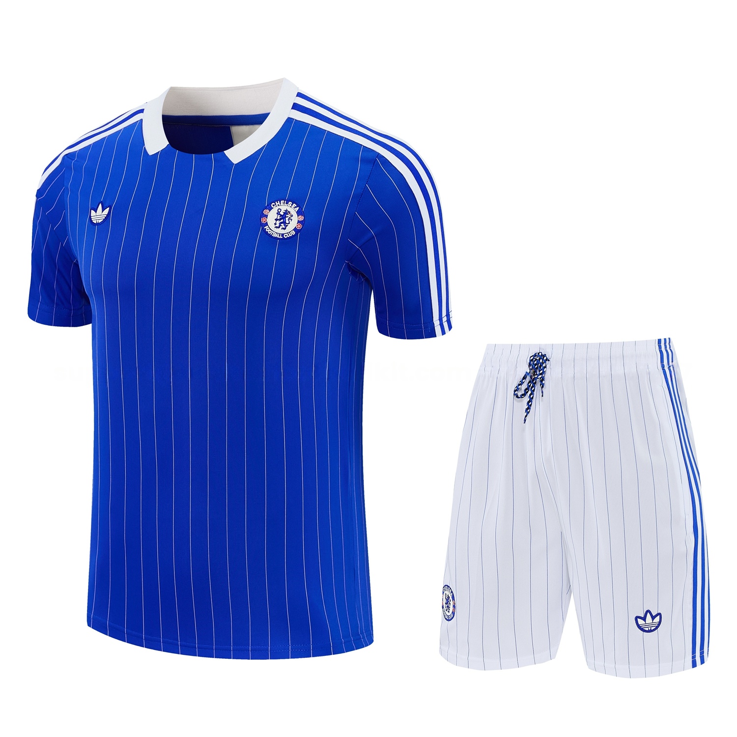 C.H.E.L.S.E.A 25-26 Retro Style Short-Sleeve Training Set - Blue Top & White Pants - ManixJersey