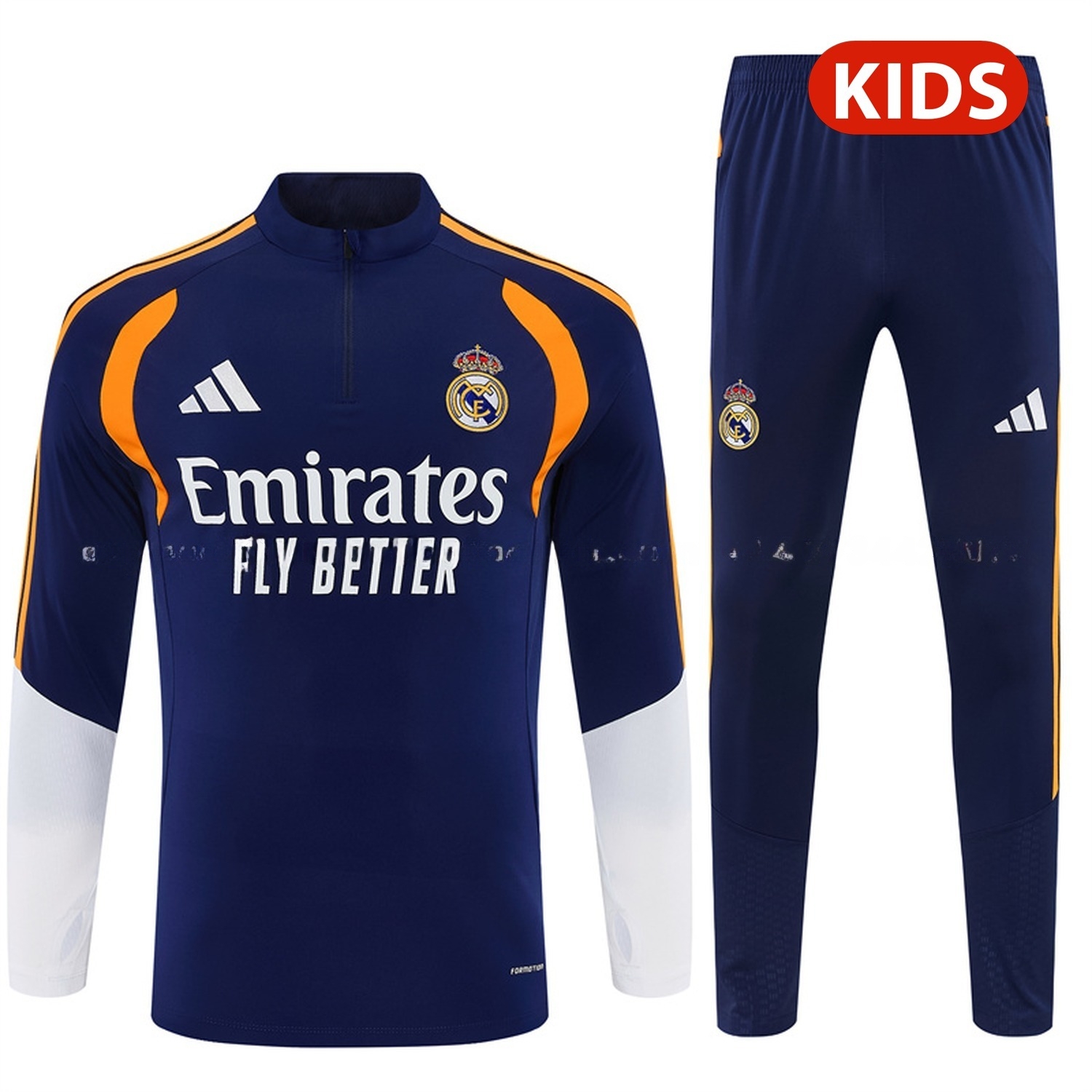 Real Madrid 26-27 Kids Long Sleeve Training Set - Deep Blue Top & Deep Blue Pants - ManixJersey