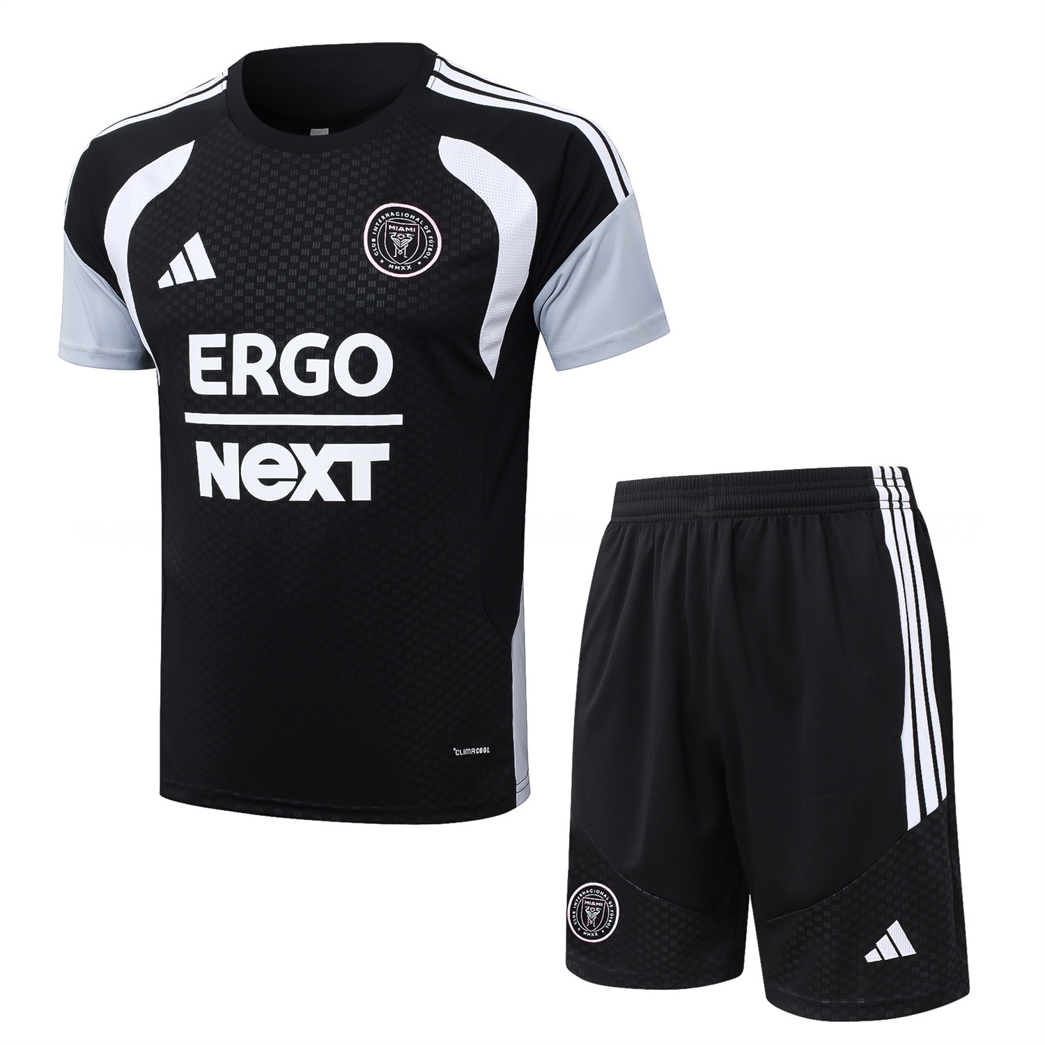 INT M.A.M 26-27 Short-Sleeve Training Set - Black With White Top & Pink Shorts - ManixJersey