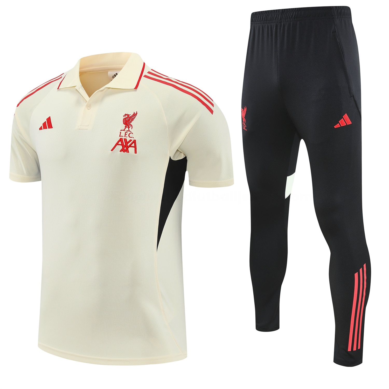 Liver.pool 25-26 POLO Short-Sleeve Training Set - White Top and Black Pants - ManixJersey