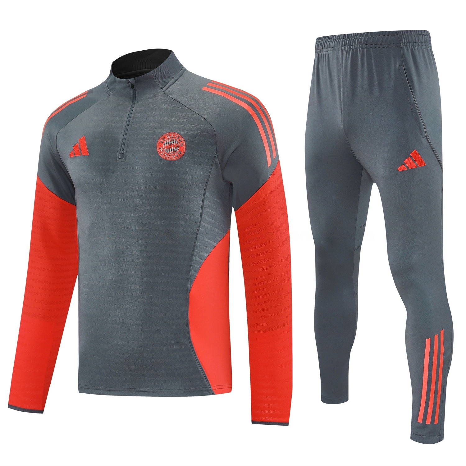 Bayern Munich 25-26 Long Sleeves Training Set - Dark Grey And Red Top & Pants - ManixJersey