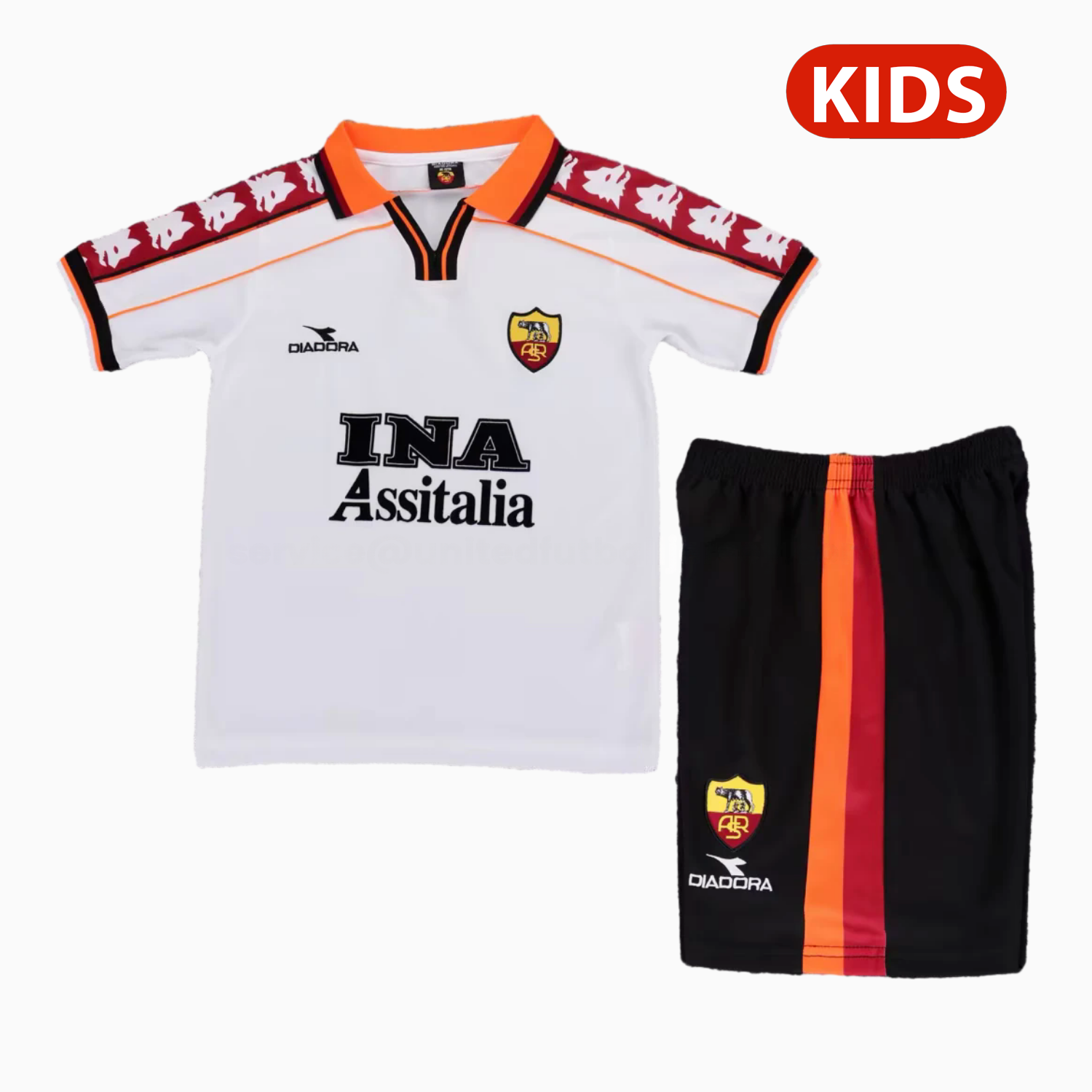 Retro Roma 1998-99 Away Kids Kit - ManixJersey