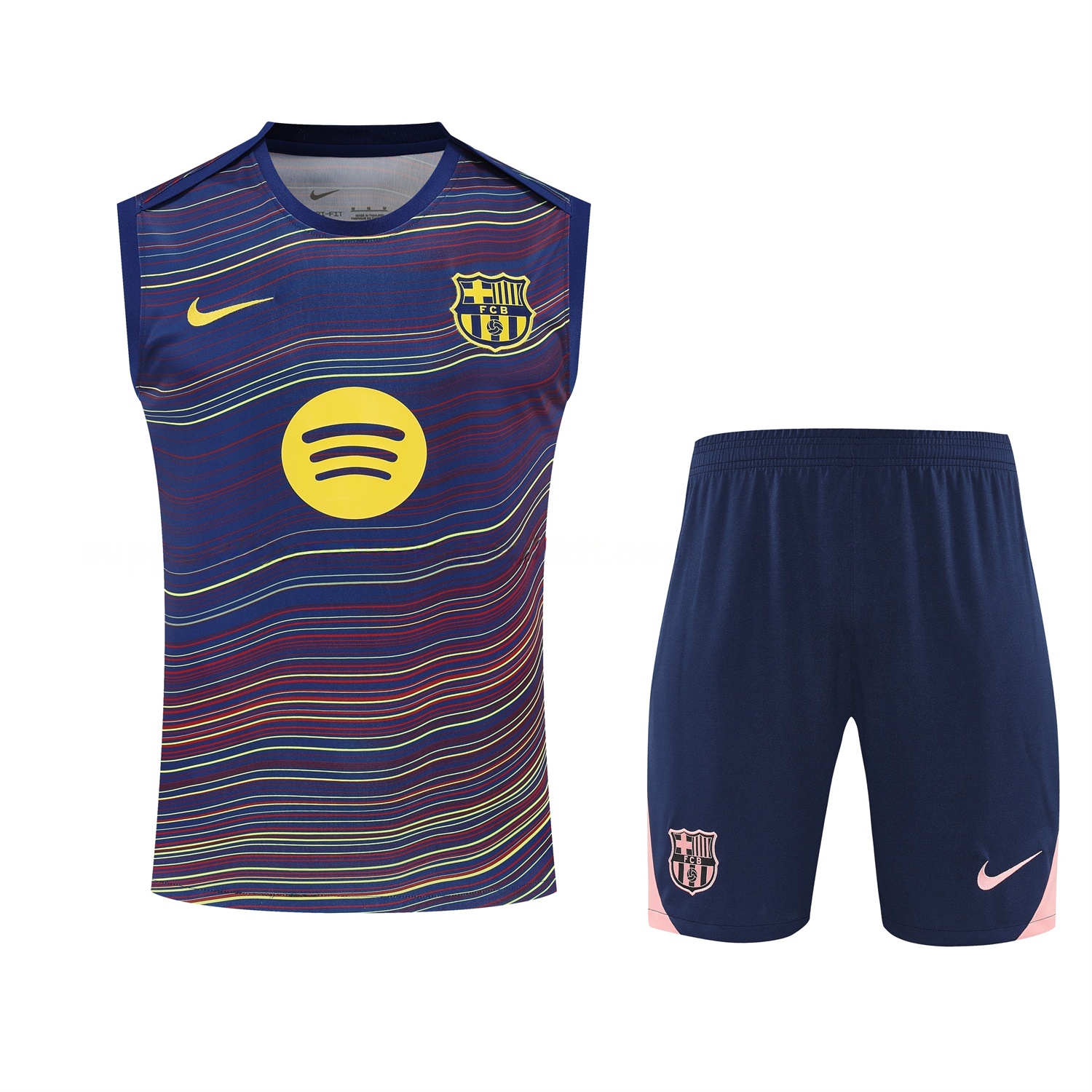 Barcelona 25-26 Short-Sleeve Training Set - Colors Top & Dark Blue With Pink Accents Pants - ManixJersey