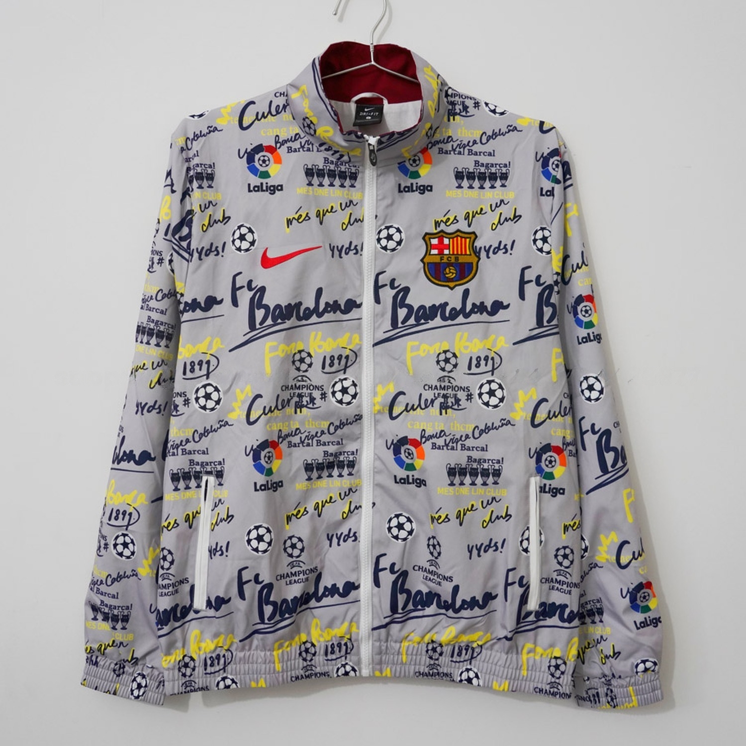 Barcelona 26-27 Barca Fonts Windbreaker Jacket - Grey - ManixJersey
