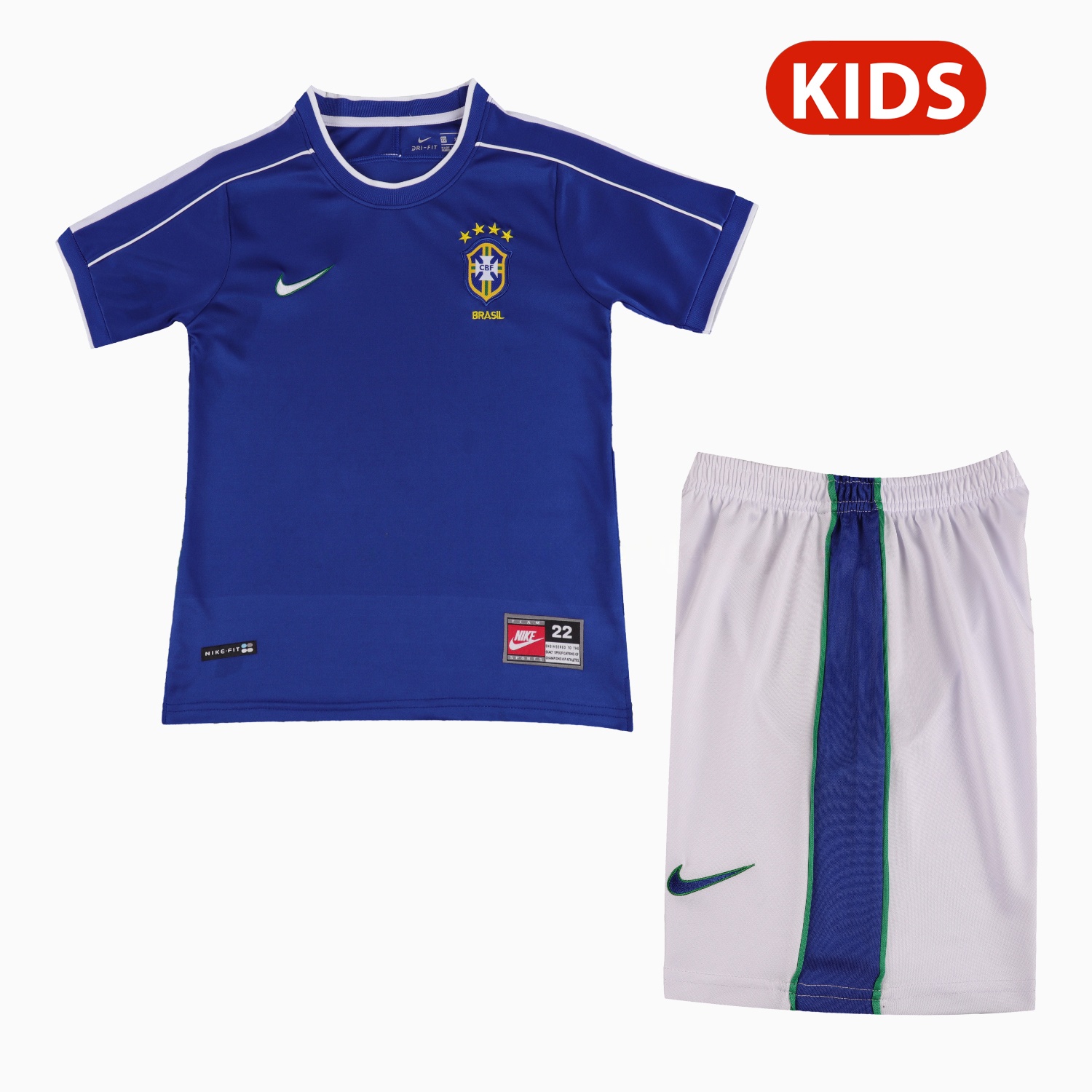 Retro Brazil 1998 Away Kids Kit - ManixJersey