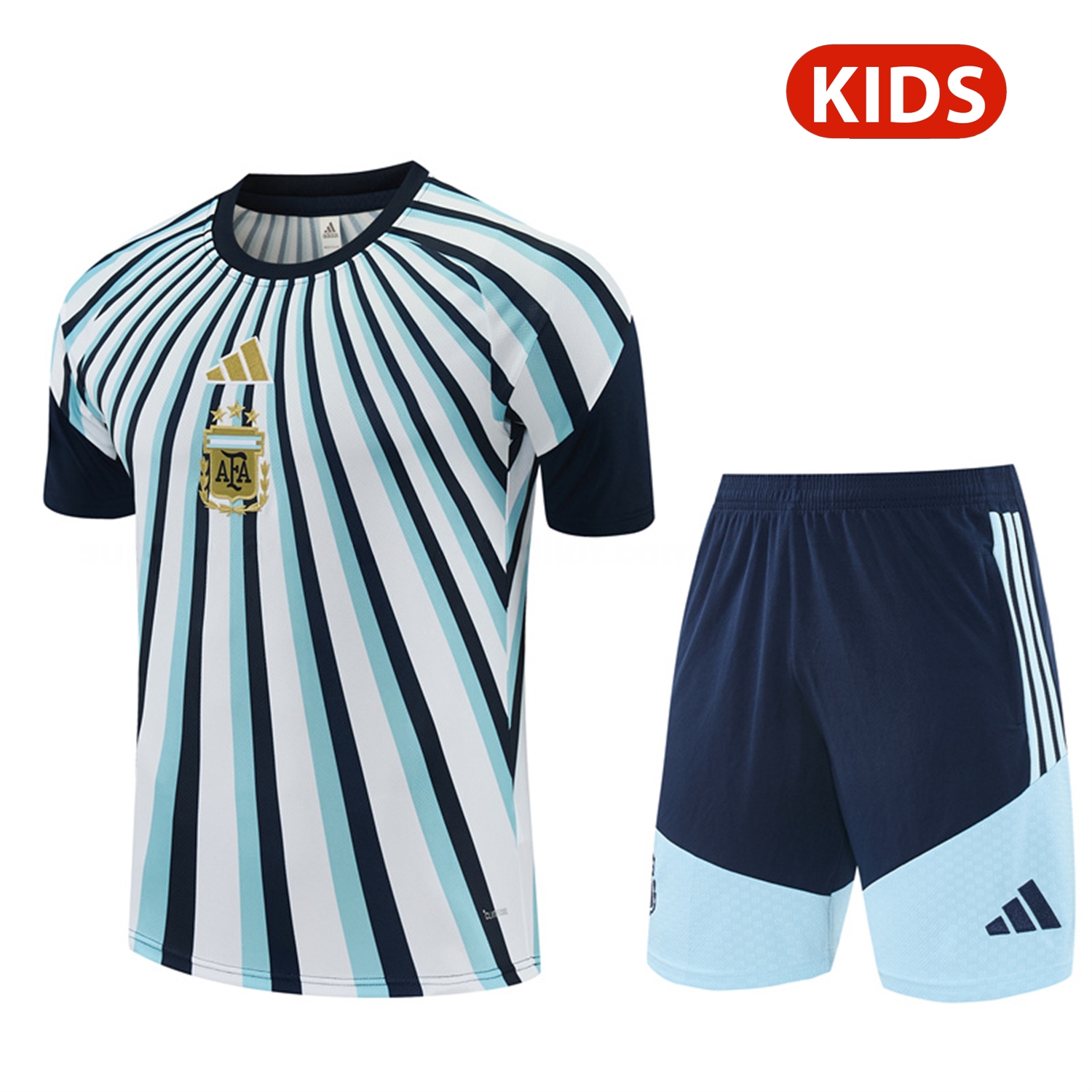 Argentina 2026 Kids Short-Sleeve Training Set - Blue Rays Top and Blue Shorts - ManixJersey