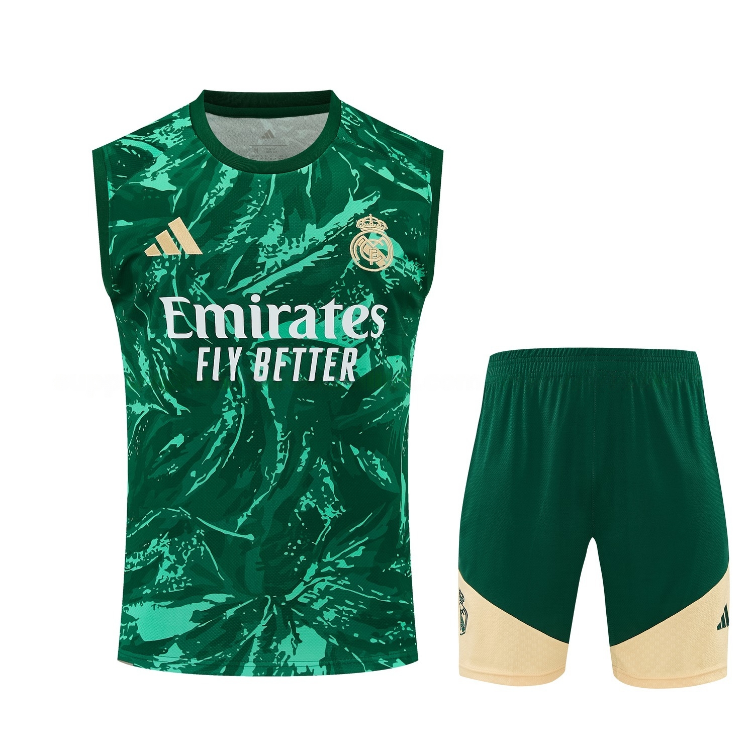 Real Madrid 26-27 Vest Training Set - Green Camouflage Vest and Green Shorts - ManixJersey