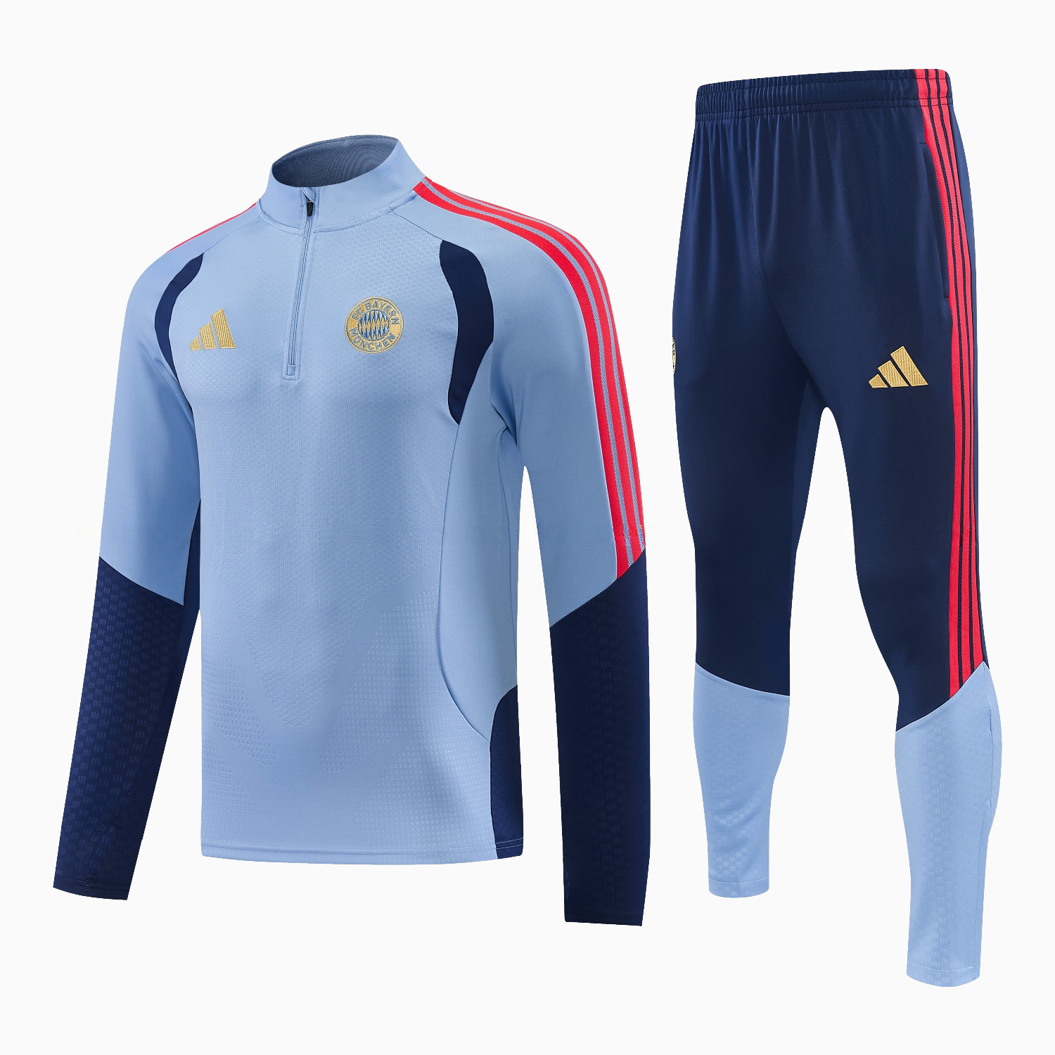 Bayern Munich 26-27 Long Sleeves Training Set - Light Blue Top and Dark Blue Pants - ManixJersey