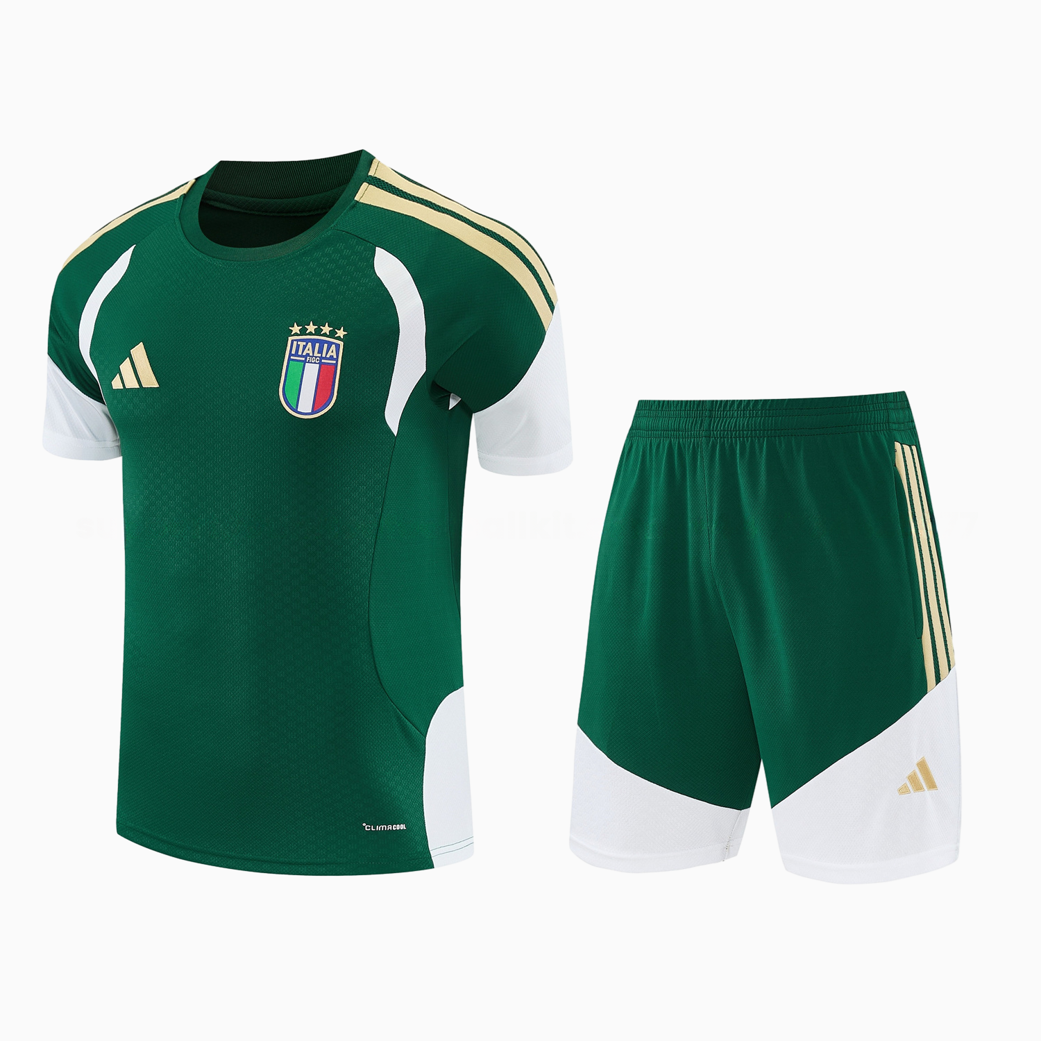 Italy 2026 Short-Sleeve Training Set - Green With White Top & Green With White Pants - ManixJersey