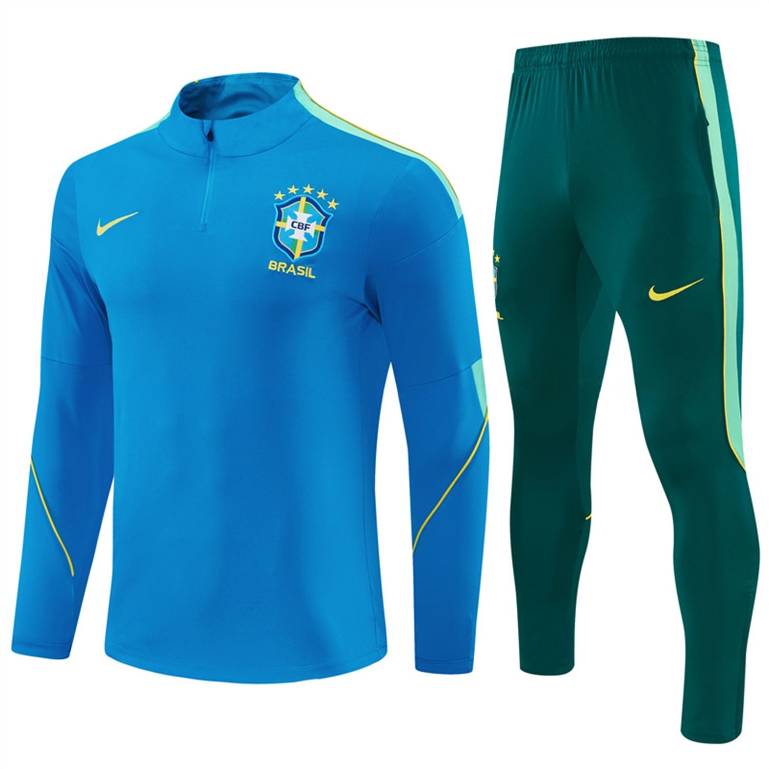 Brazil 2026 Long Sleeve Training Set - Sky Blue Top & Dark Green Pants - ManixJersey