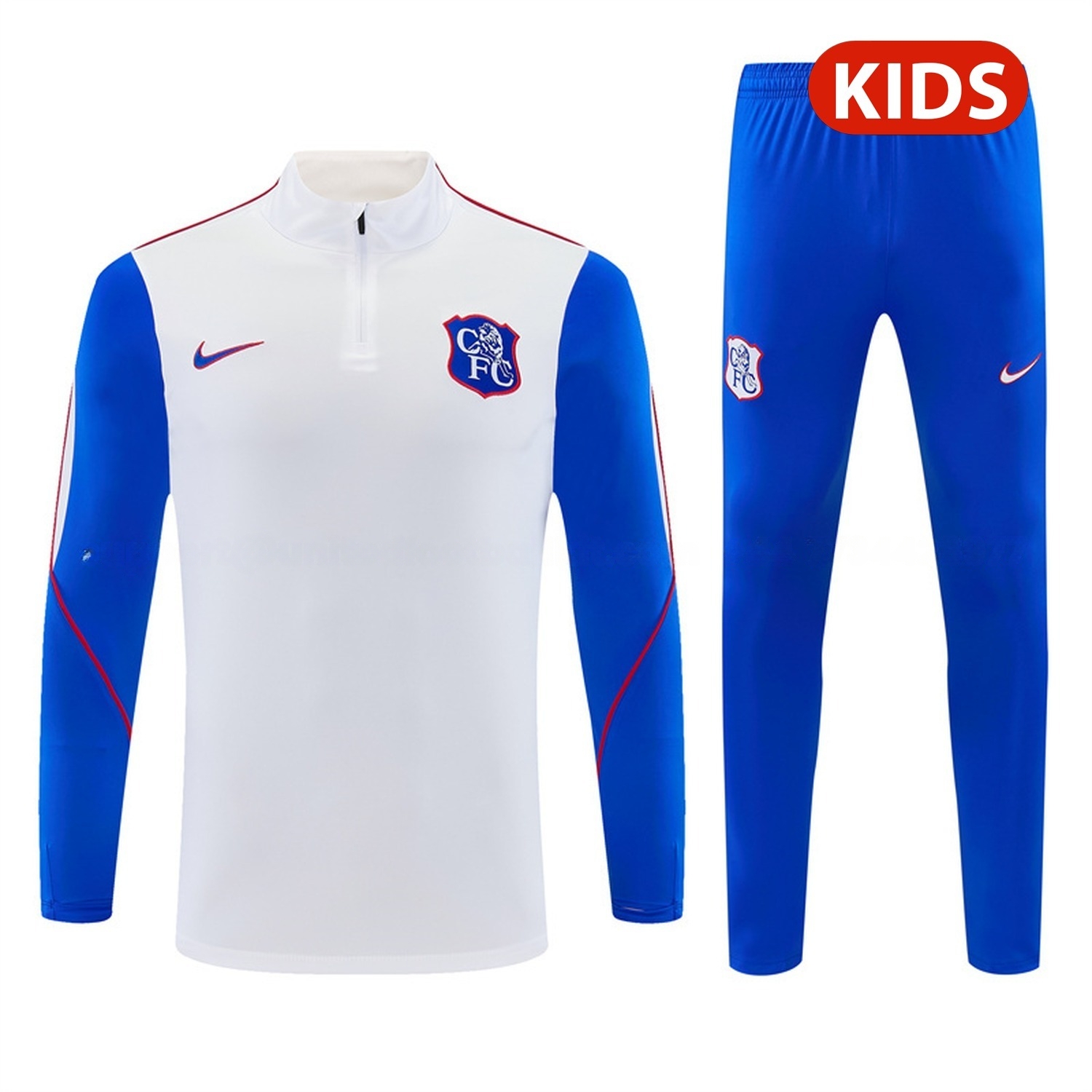 C.H.E.L.S.E.A 26-27 Kids Long Sleeve Training Set - White Top & Royal Blue Pants - ManixJersey