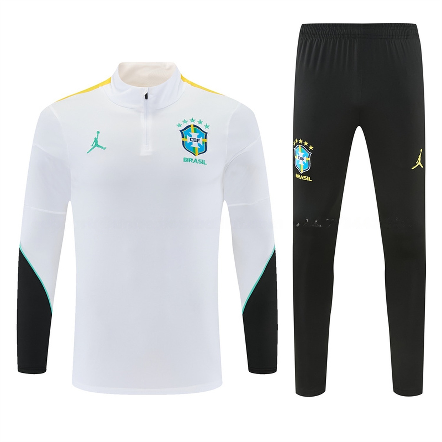 Brazil 2026 Long Sleeve Training Set - White Top & Black Pants - ManixJersey