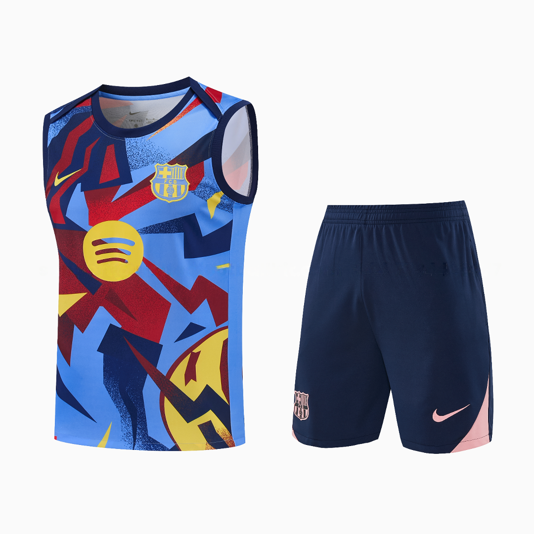 Barcelona 25-26 Vest Training Set - Colors Top & Dark Blue With Pink Accents Pants - ManixJersey