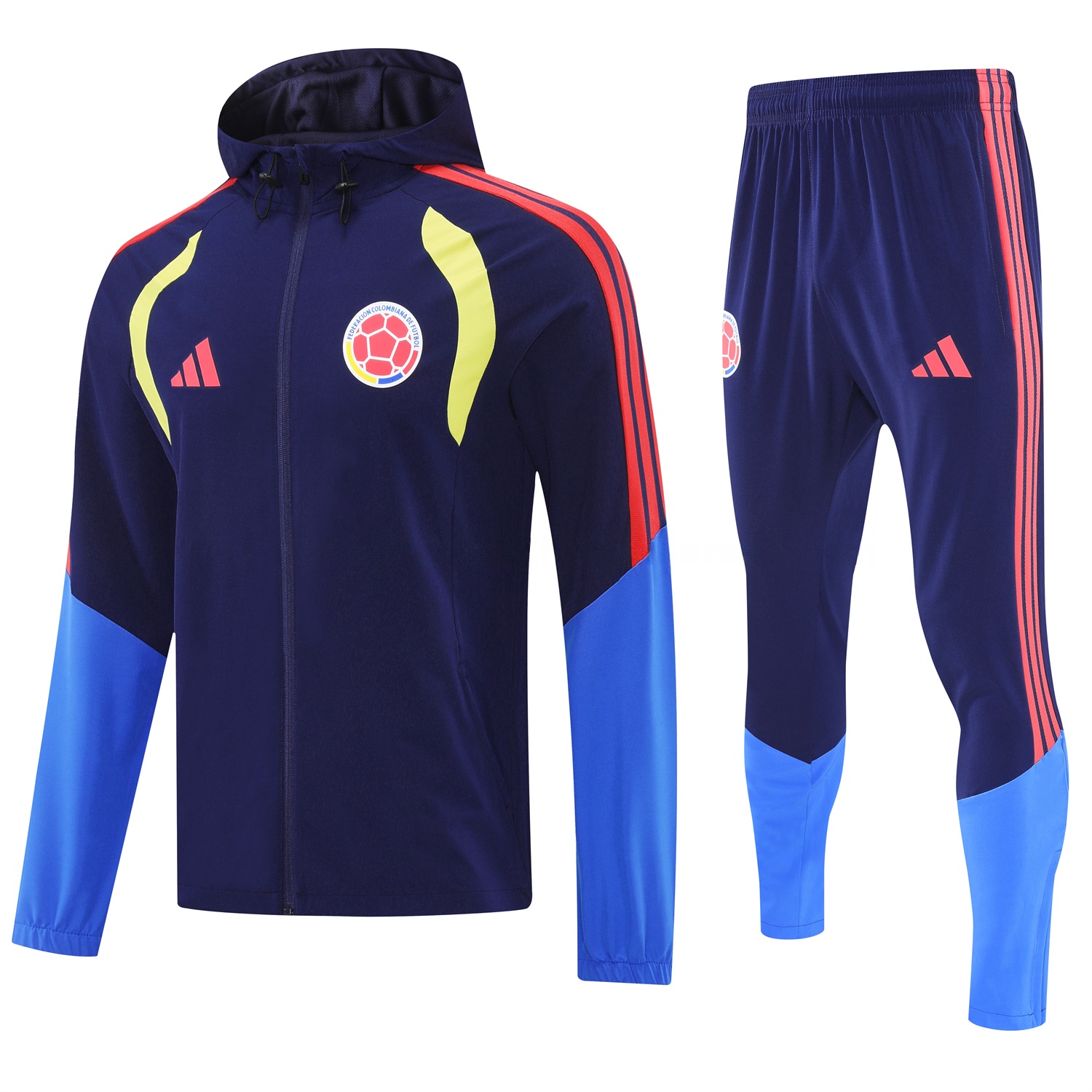 Colombia 2026 Hooded Windbreaker Training Set - Dark Blue and Pants - ManixJersey