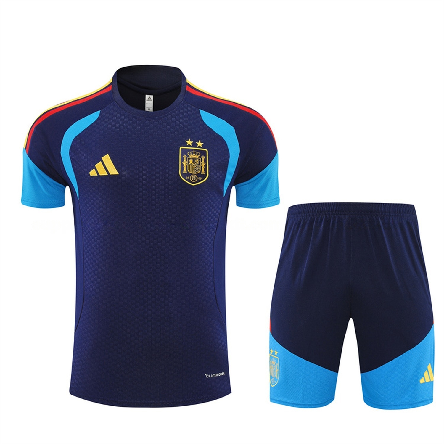 Spain 2026 Short-Sleeve Training Set - Deep Blue Top & Deep Blue Shorts - ManixJersey