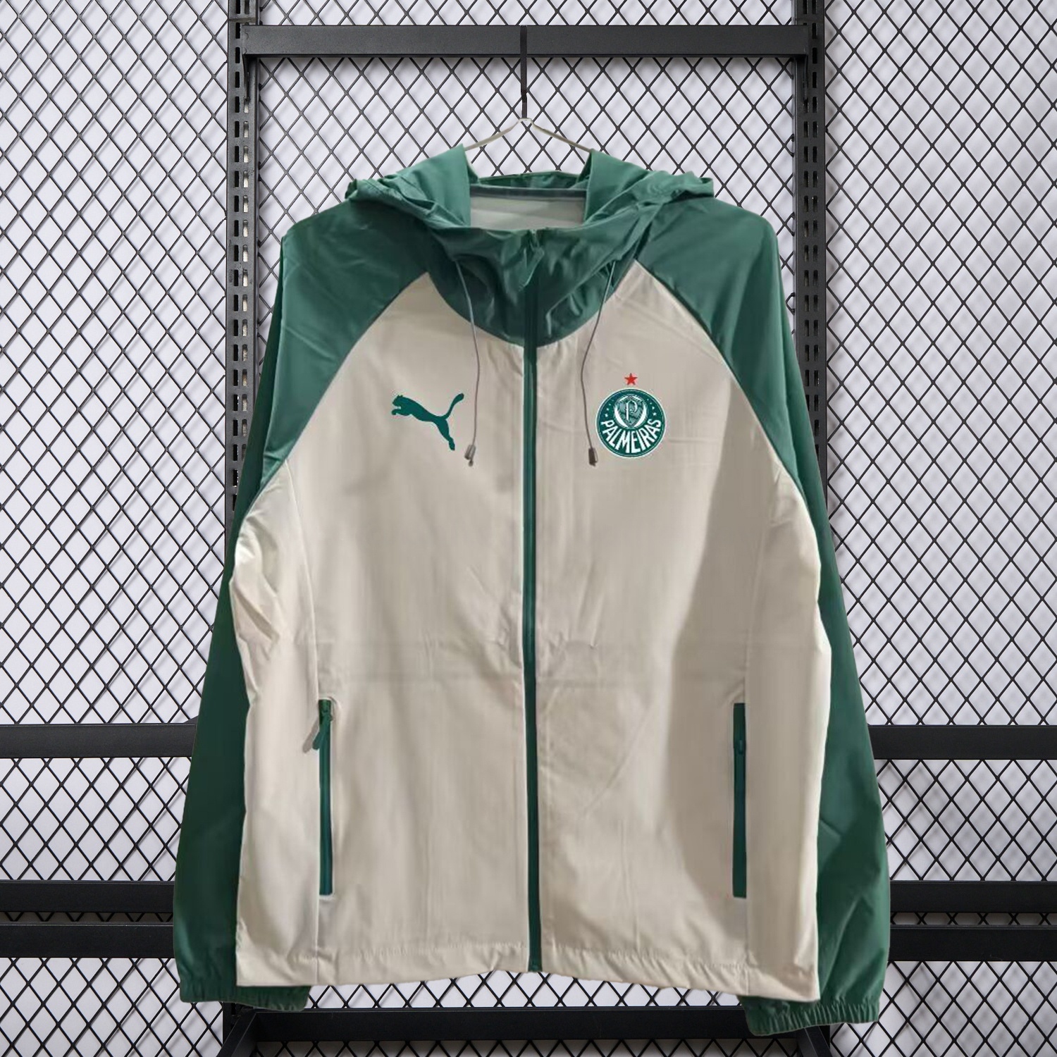 Palmeiras 25-26 Training Windbreaker Jacket - Grey With Green - ManixJersey