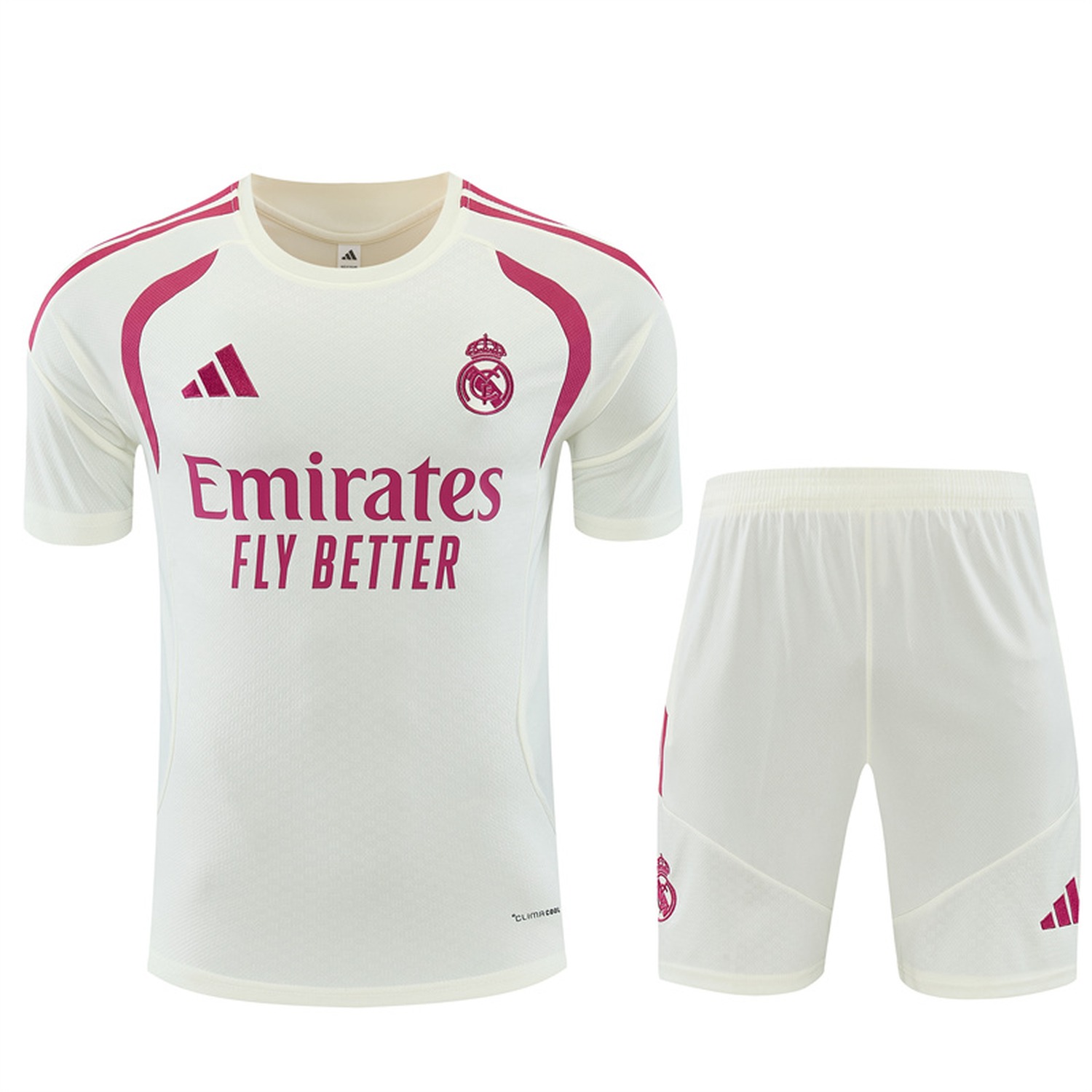 Real Madrid 26-27 Kids Short-Sleeve Training Set - Cream Top & Cream Shorts - ManixJersey