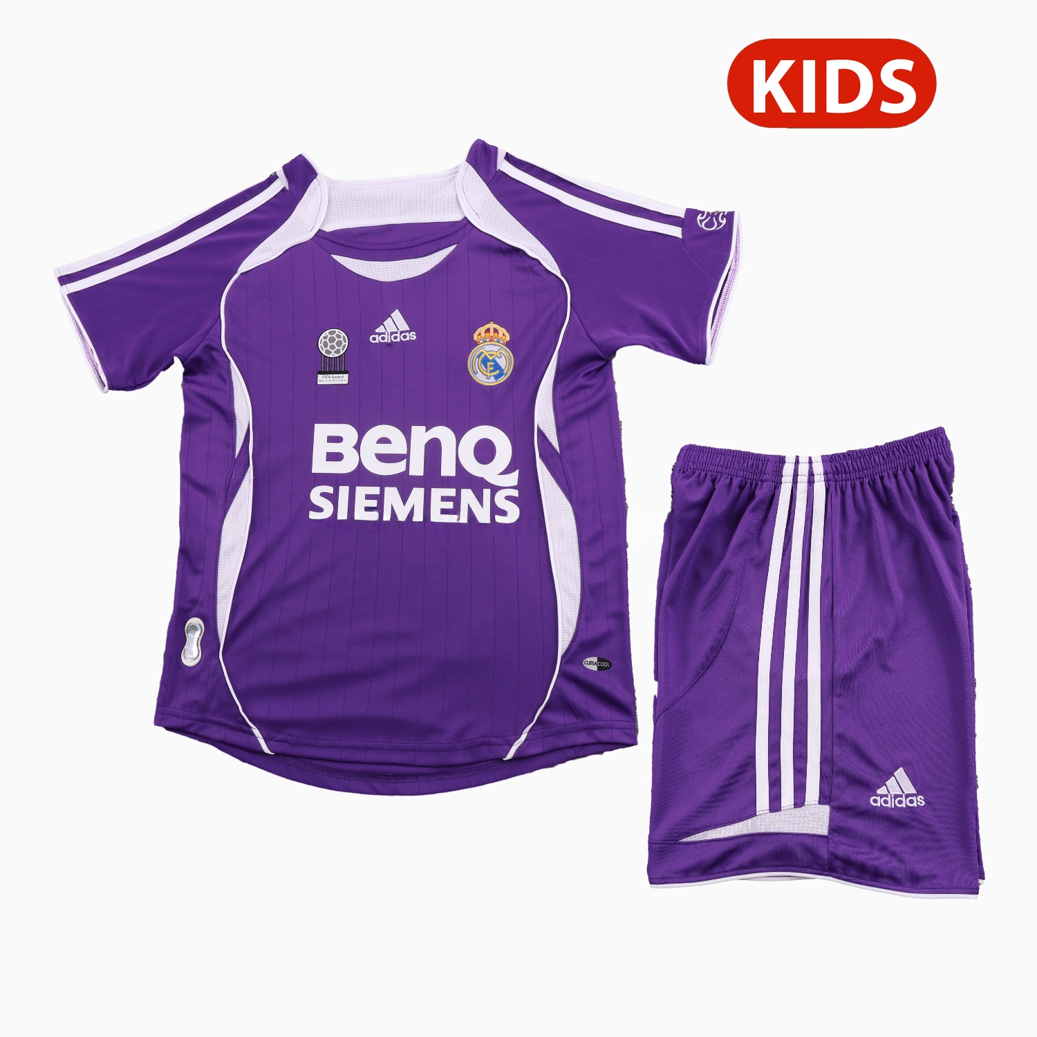 Retro Real Madrid 2006-07 Away Purple Kids Kit - ManixJersey