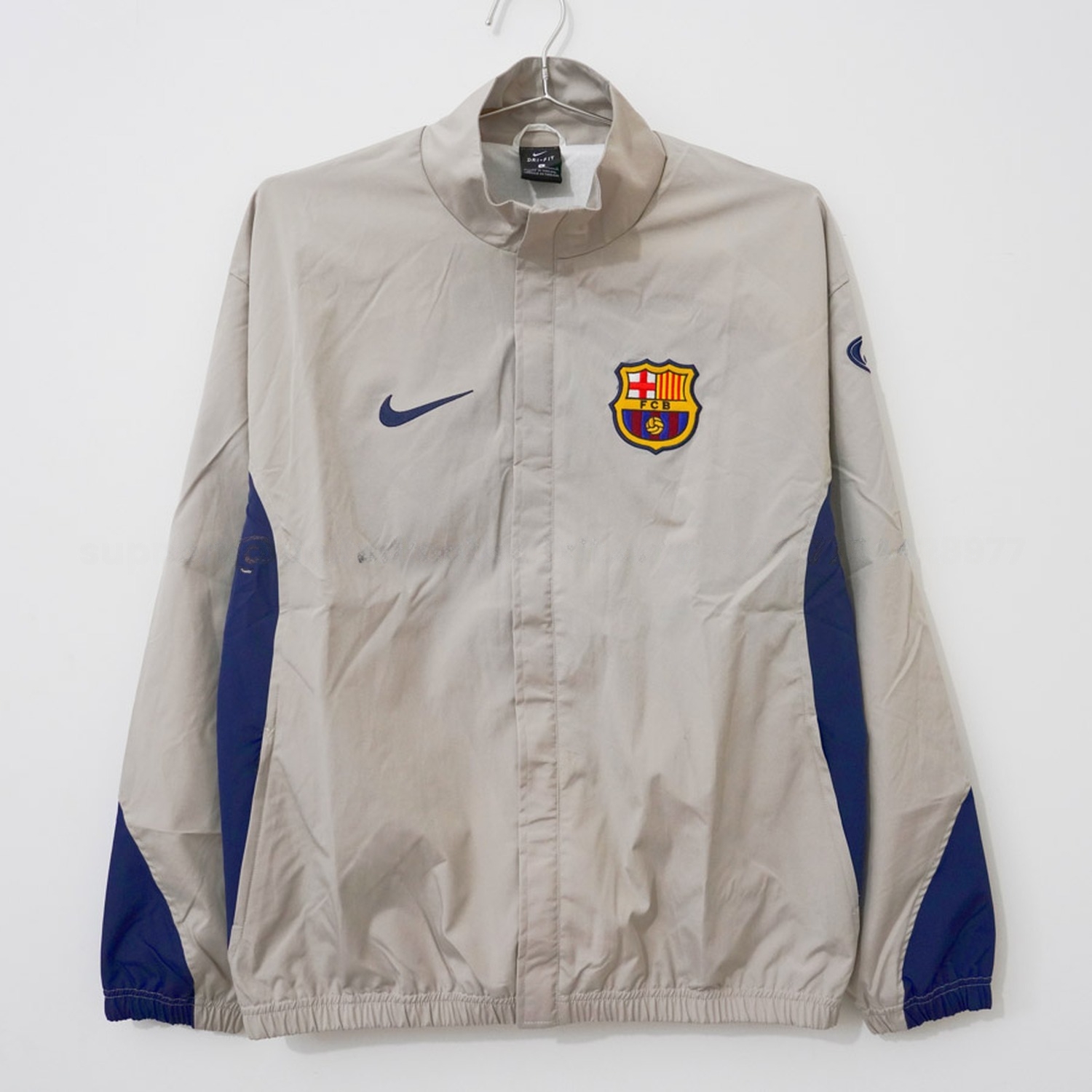 Retro Barcelona 2003-04 Windbreaker Jacket - Grey With Blue - ManixJersey