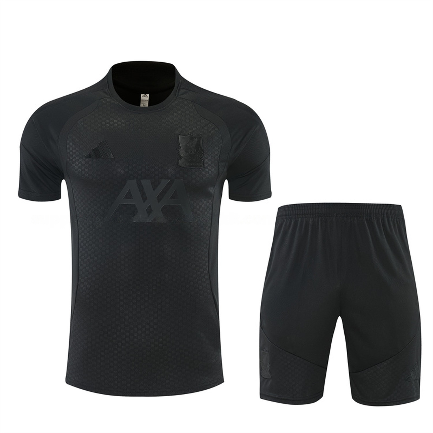 Liver.pool 26-27 Short-Sleeve Training Set - Pure Black Top & Black Shorts - ManixJersey