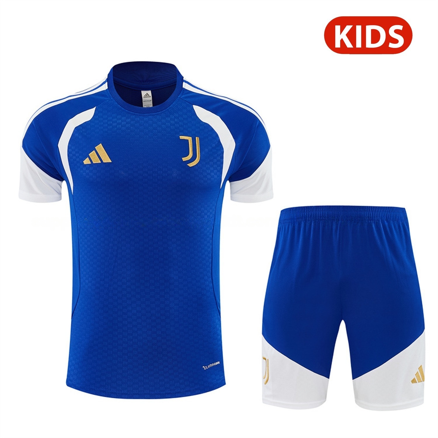 Juventus 26-27 With White Kids Short-Sleeve Training Set - Royal Blue Top & Royal Blue Shorts - ManixJersey