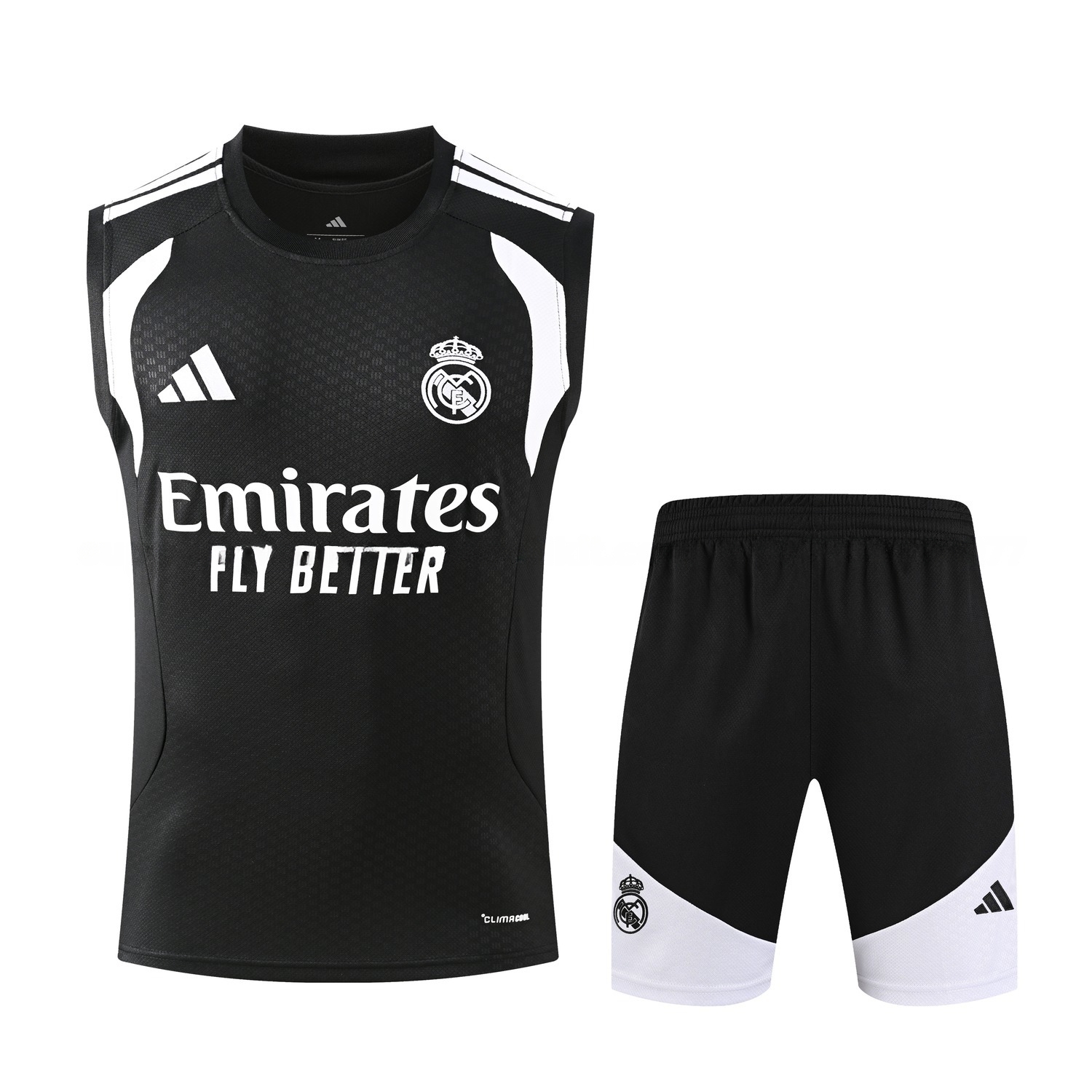 Real Madrid 26-27 Vest Training Set - Black Vest and Shorts - ManixJersey