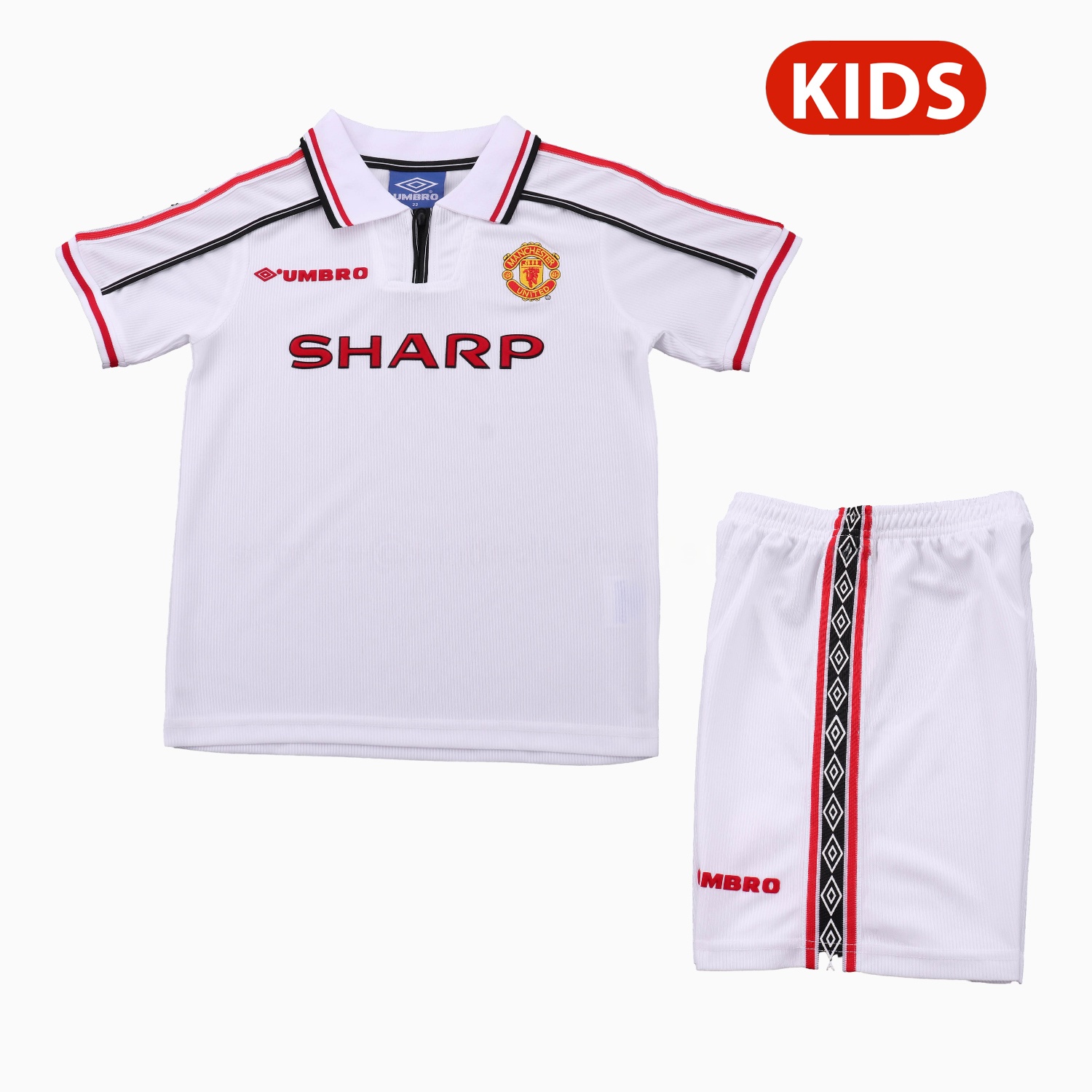 Retro Manchester United 1998-99 White Special Kids Kit - ManixJersey